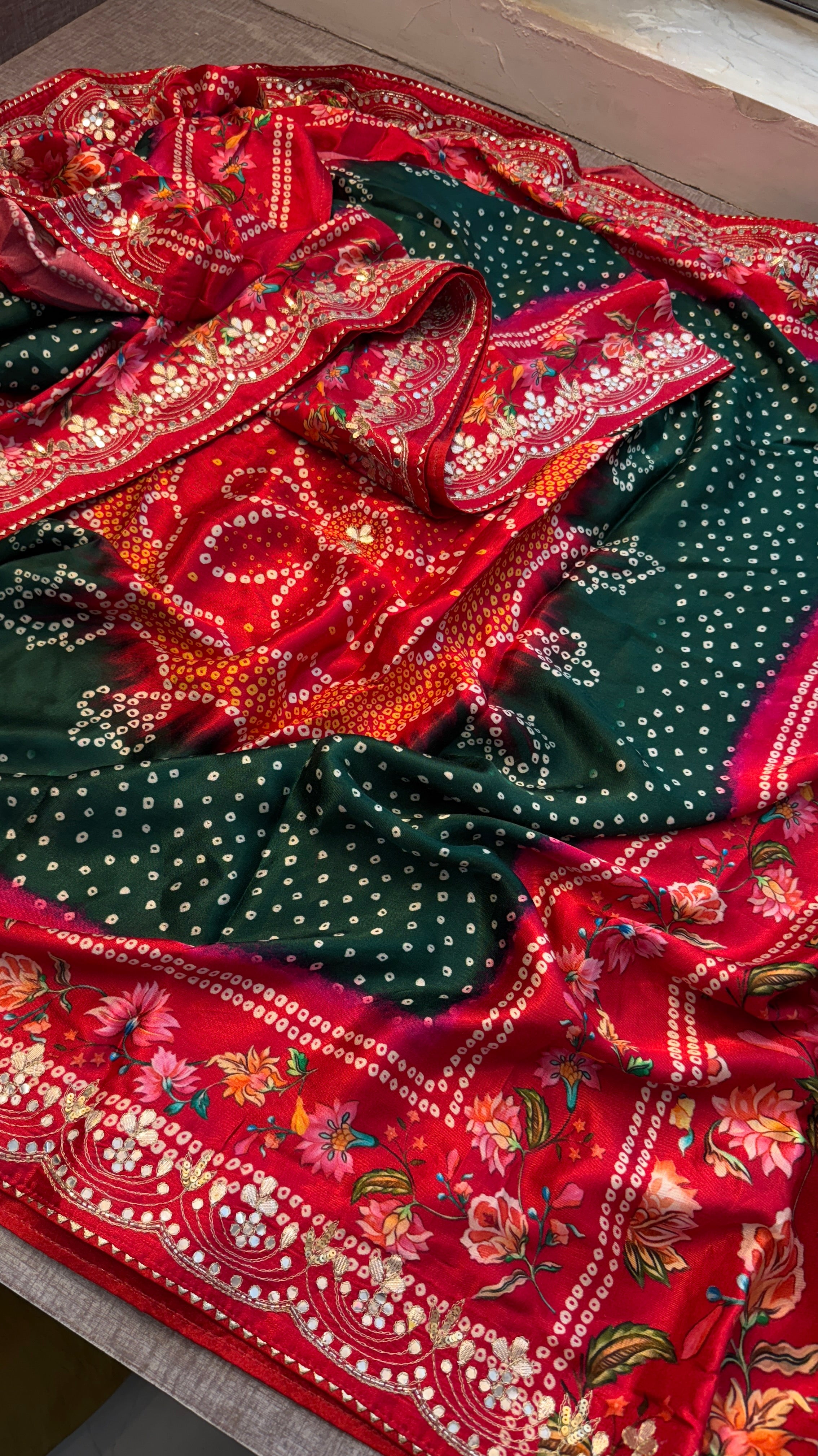 Pure Soft Gajji Silk Lakdi Patta Digital Print Saree