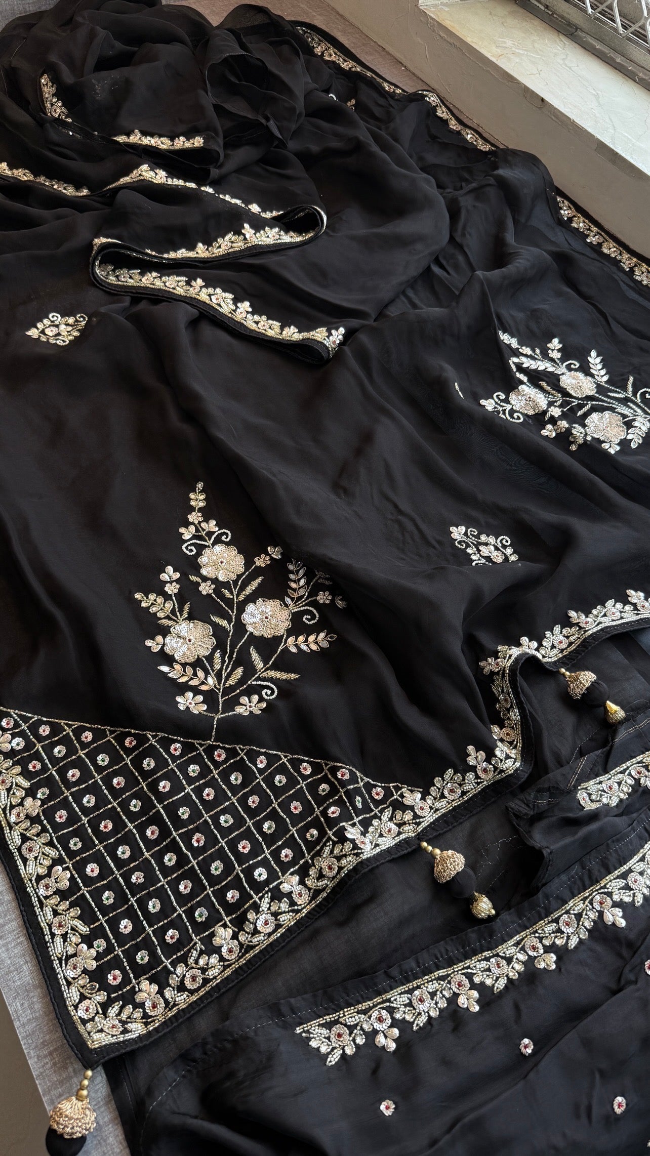 Black organza soft silk Saree