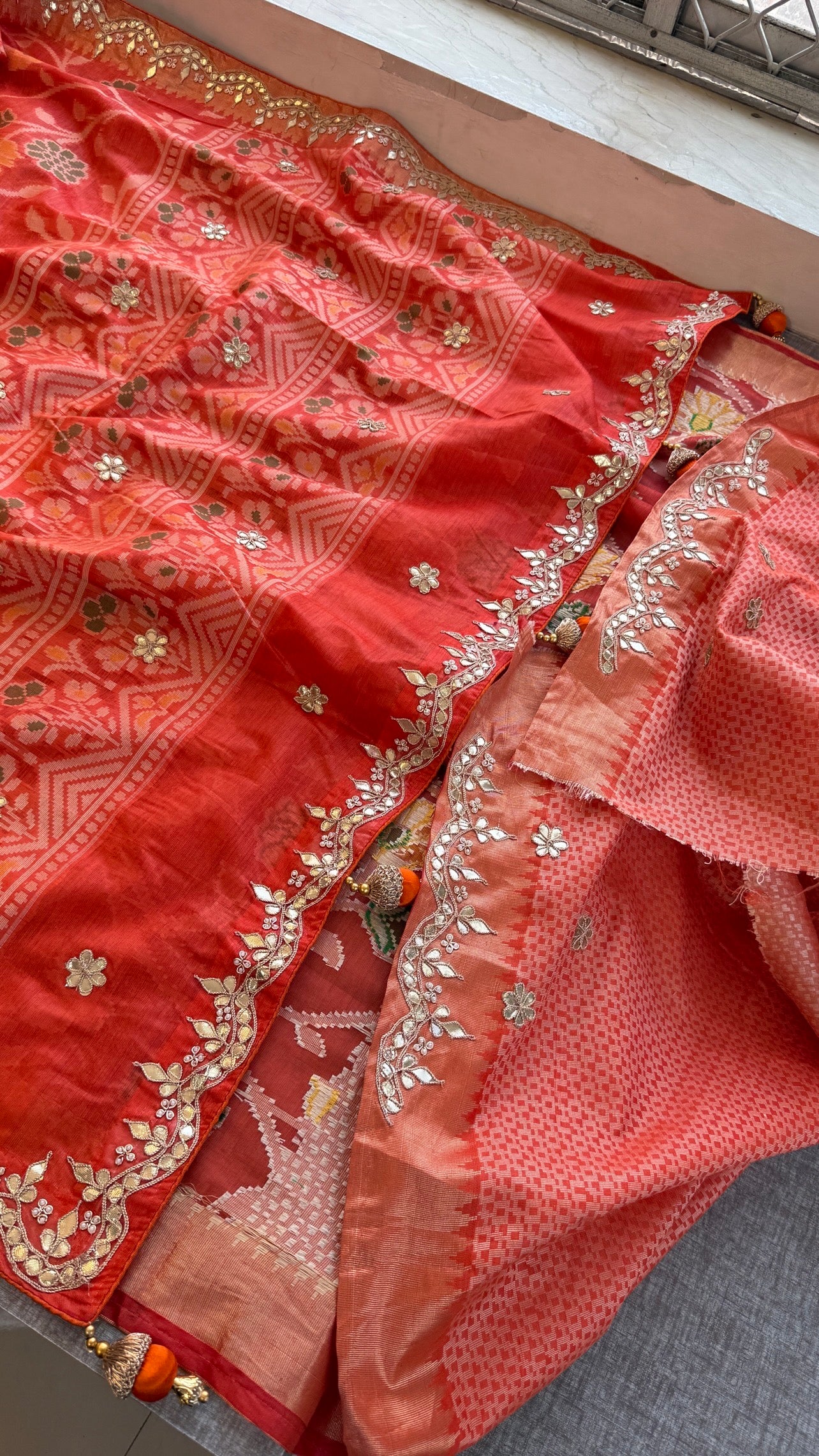 Patola Orange Banarasi Saree