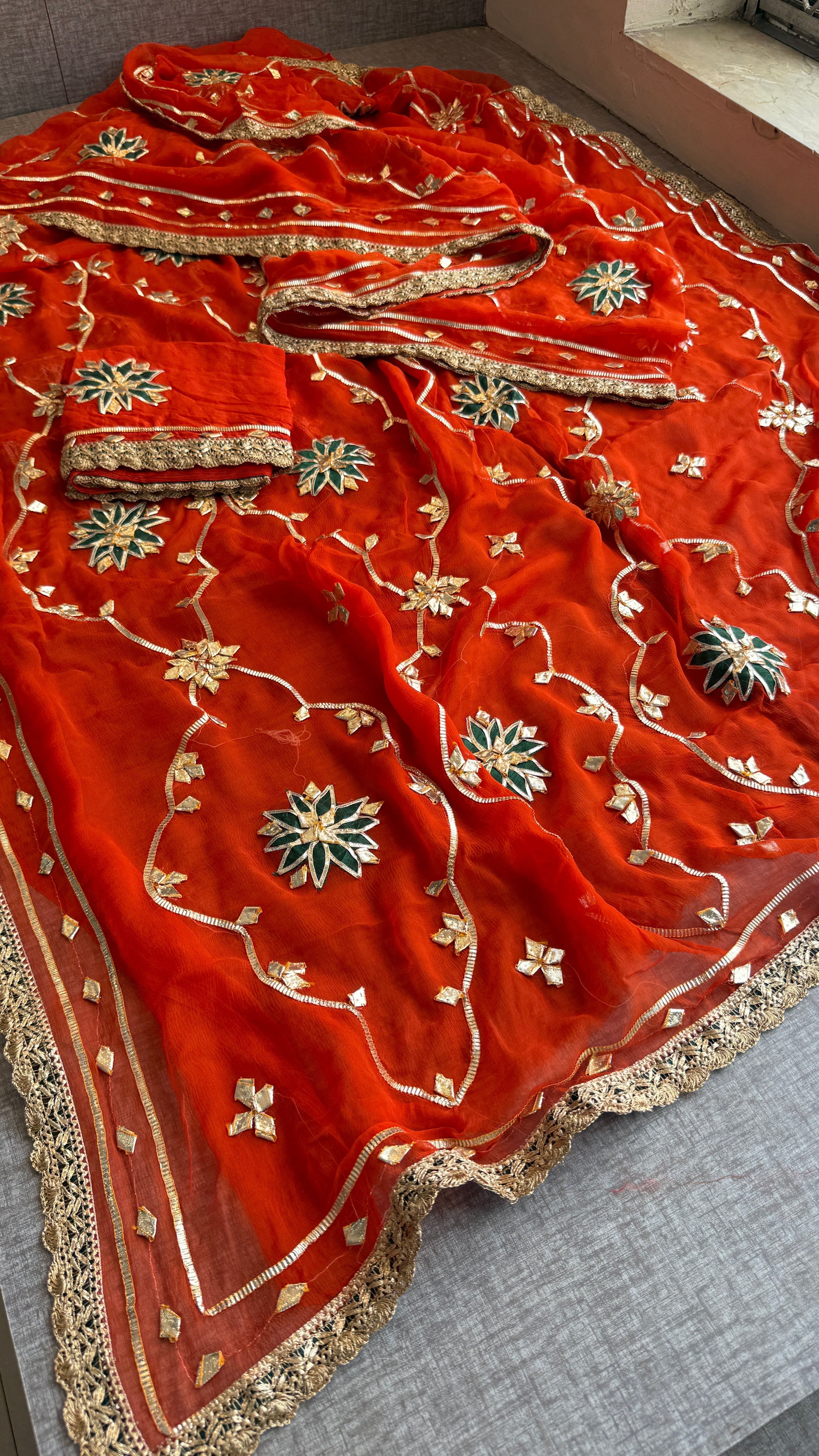 Chiffon Sikhiya gotapatti Saree