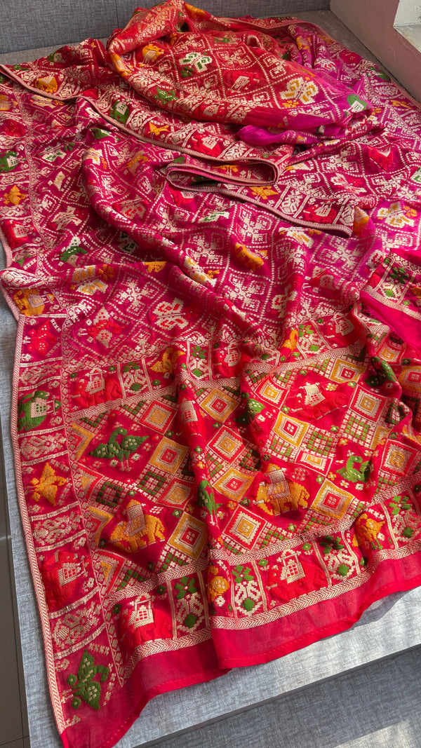 Meena georgette Banarasi weaving