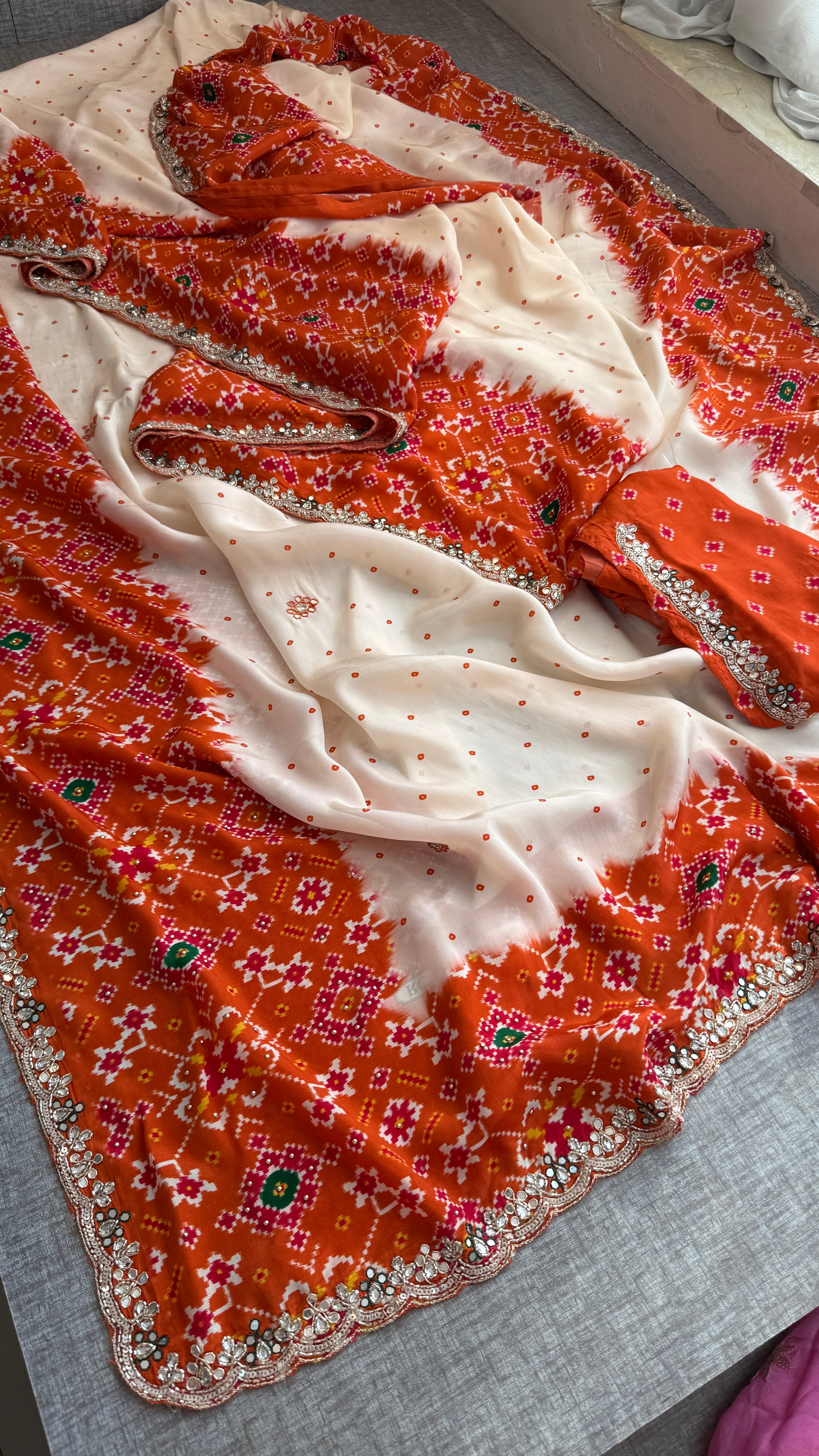 Soft Munga Silk with Pearl And Resham