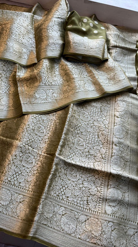 Khaddi Georgette Banarasi Saree with Zari Weaving | Soft Lightweight & Easy Drape | Elegant Saree