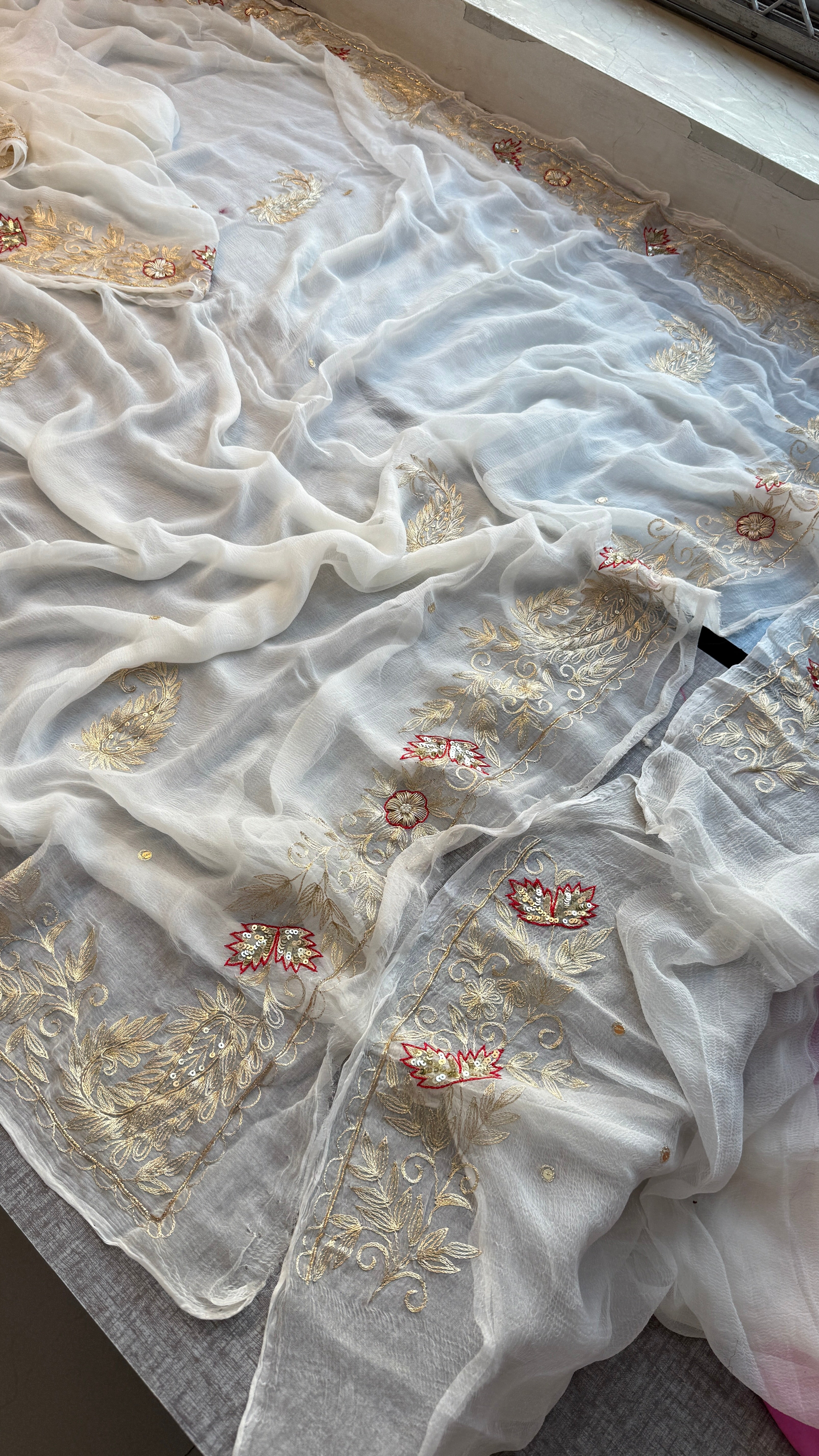 Offwhite Soft Chinon Saree