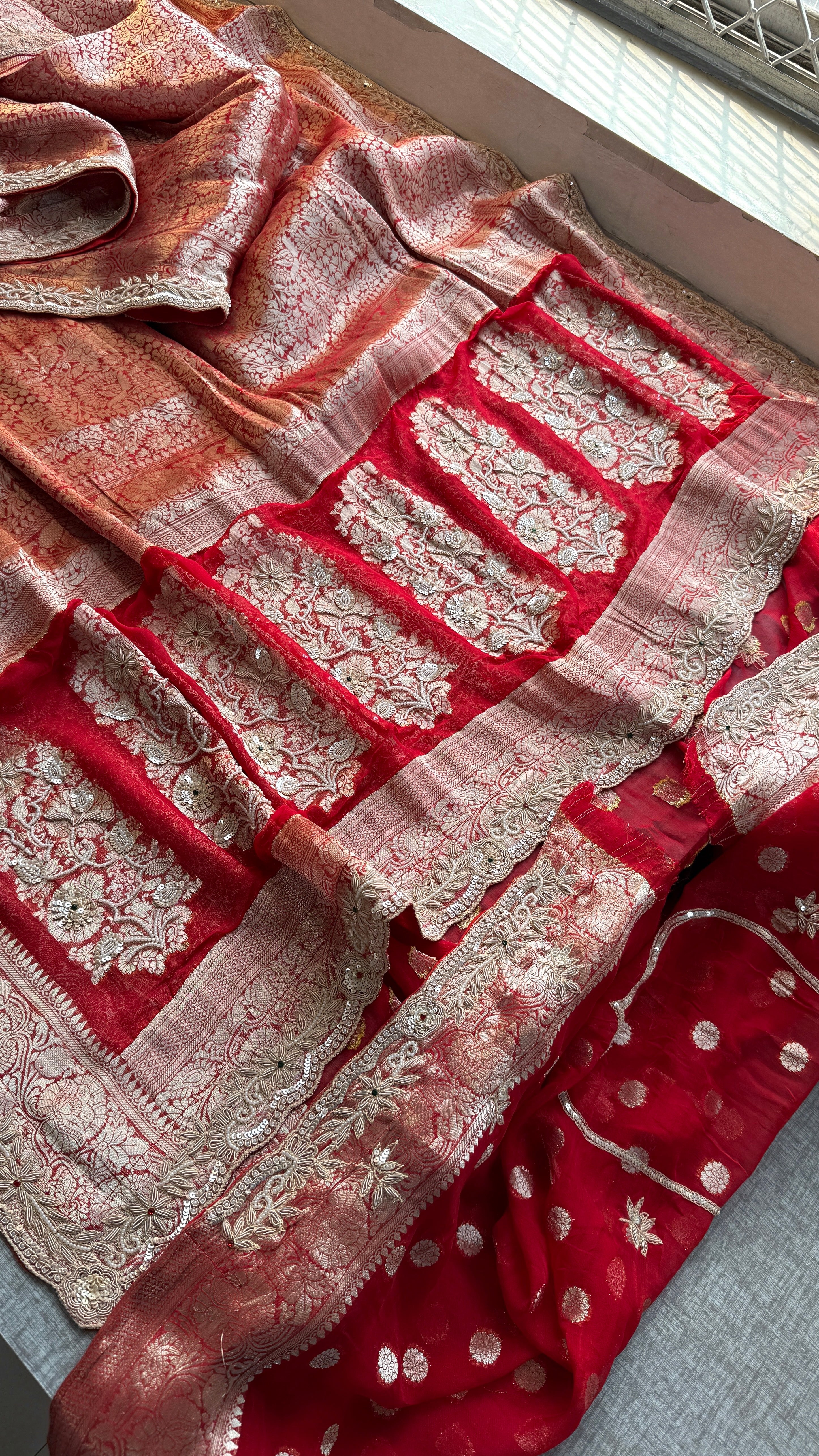 Bridal Georgette Banarasi Zardozi Work Saree