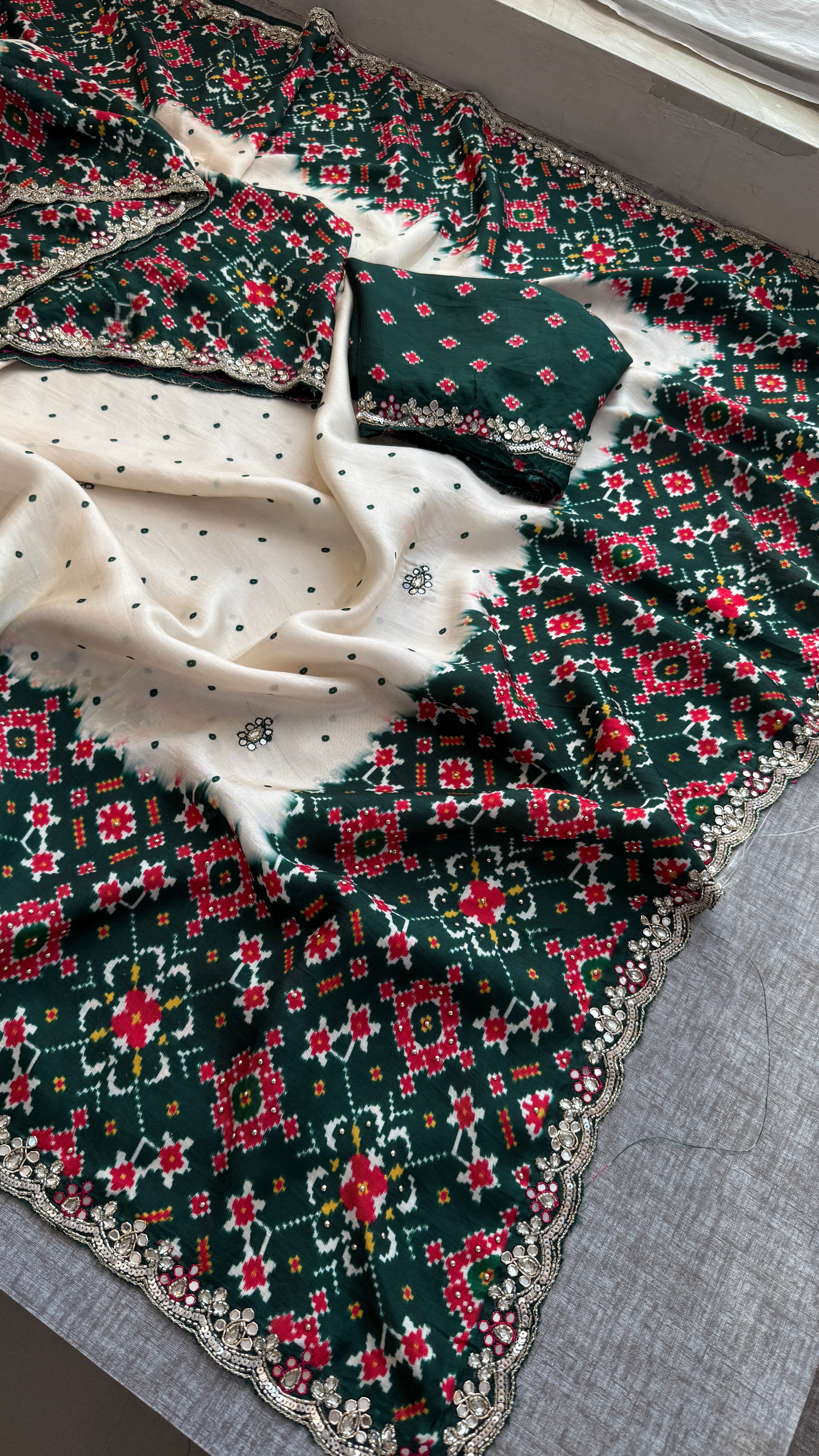 Soft Munga Silk with Pearl And Resham