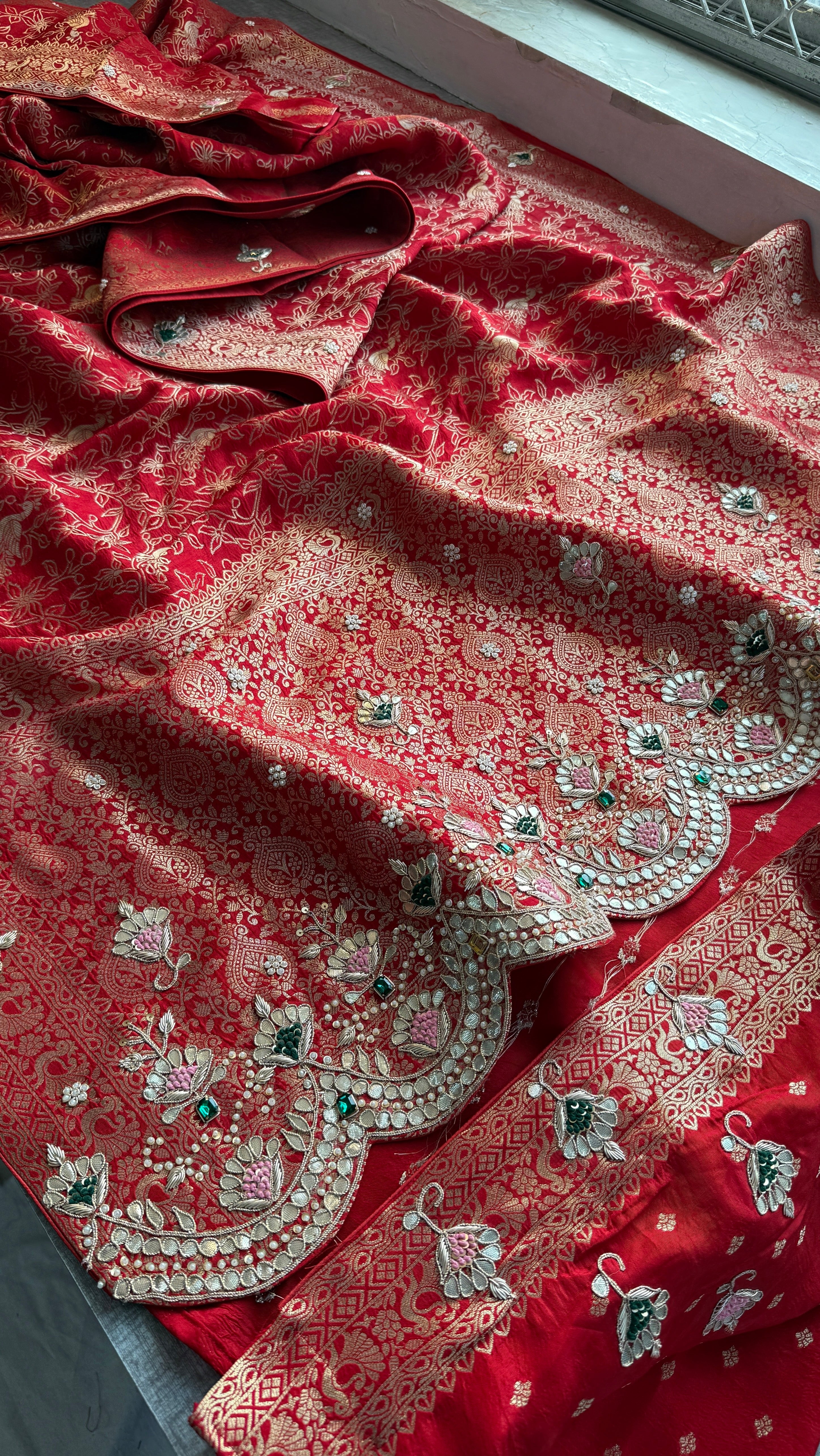 Crimson Dream Banarasi Georgette Stone Work Saree