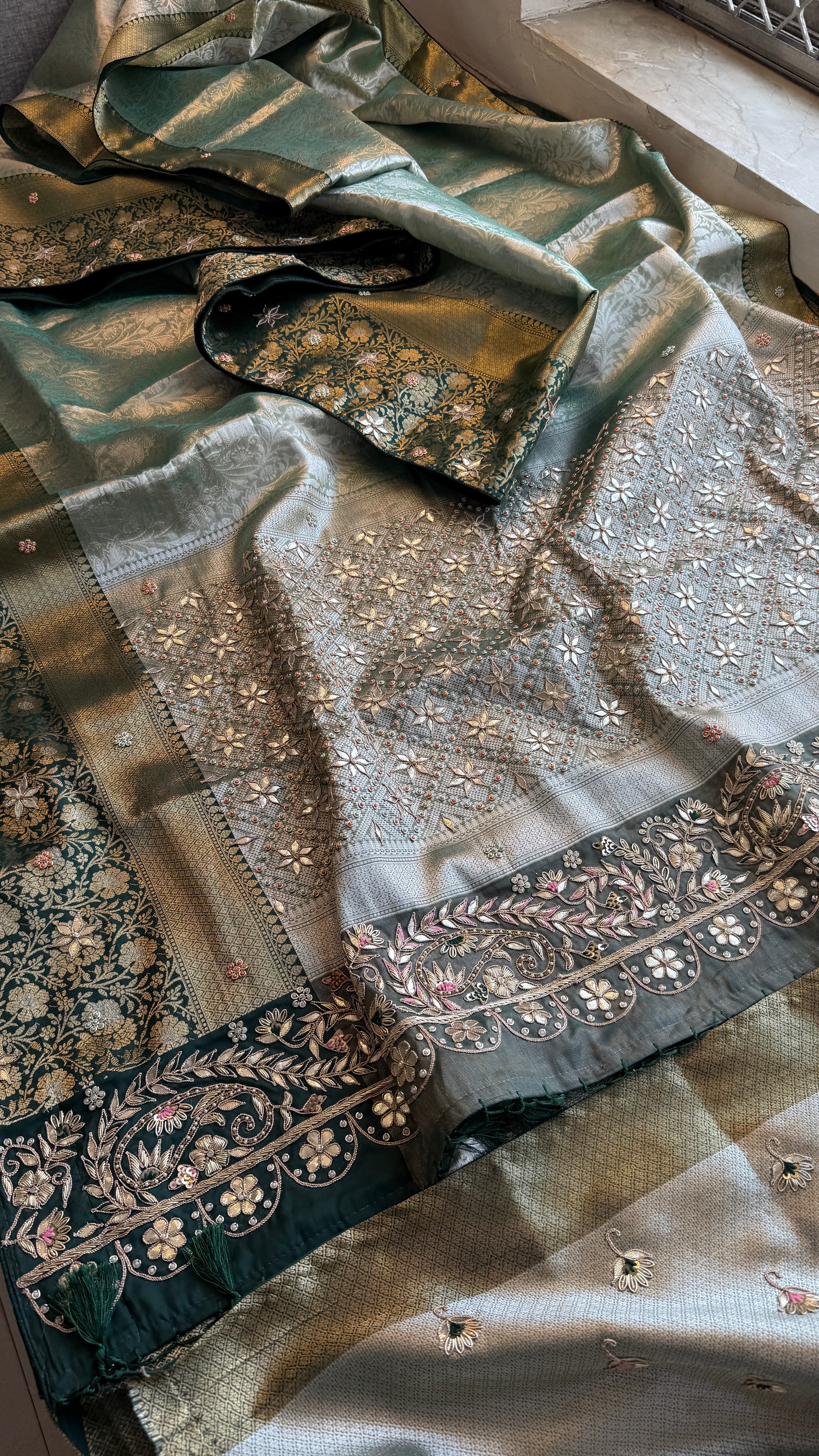 Pure Kanjivaram Meena Silk Bansrasi Saree