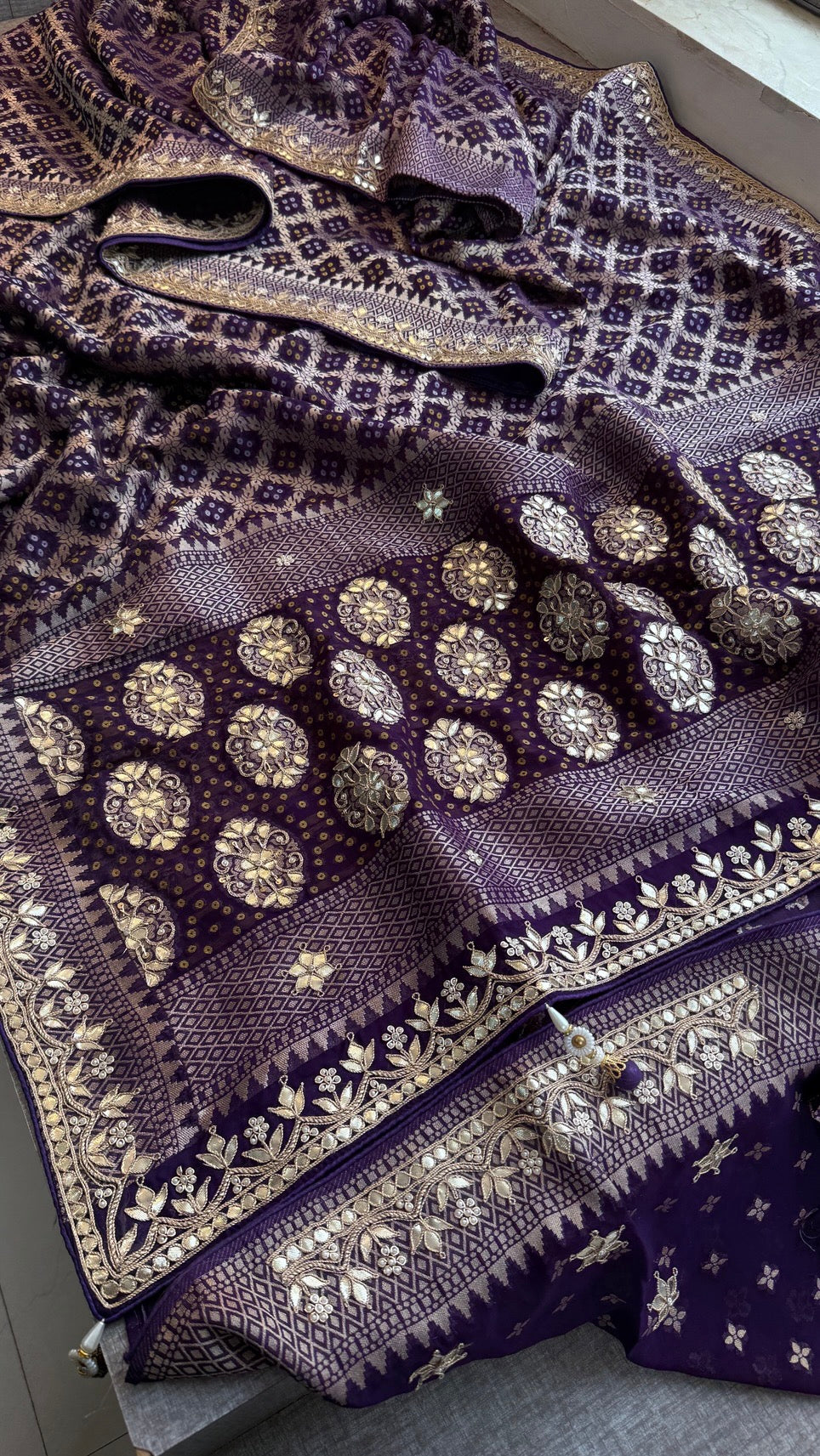 Pure Khaddi Georgette Banarasi Saree with Heavy Gotapatti Handwork – Premium Wedding Collection