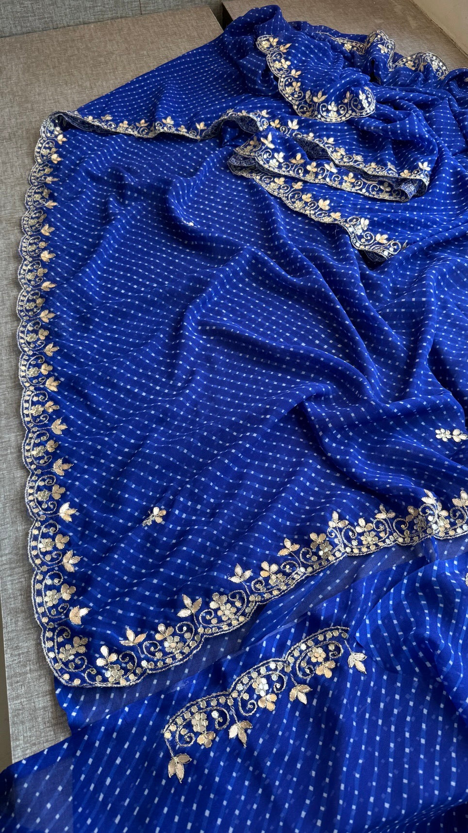 Pure Mothra Saree enhanced with gotapatti Saree in scallop border