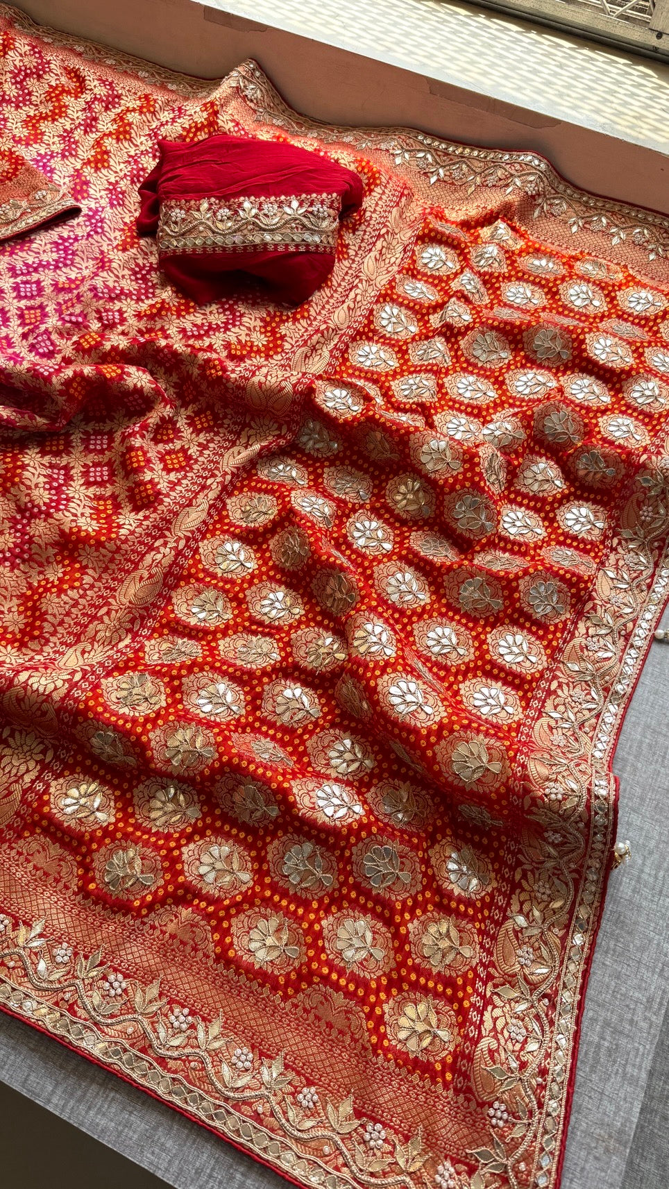 Luxury Khaddi Georgette Saree with Gotapatti & Banarasi Zari Elegance