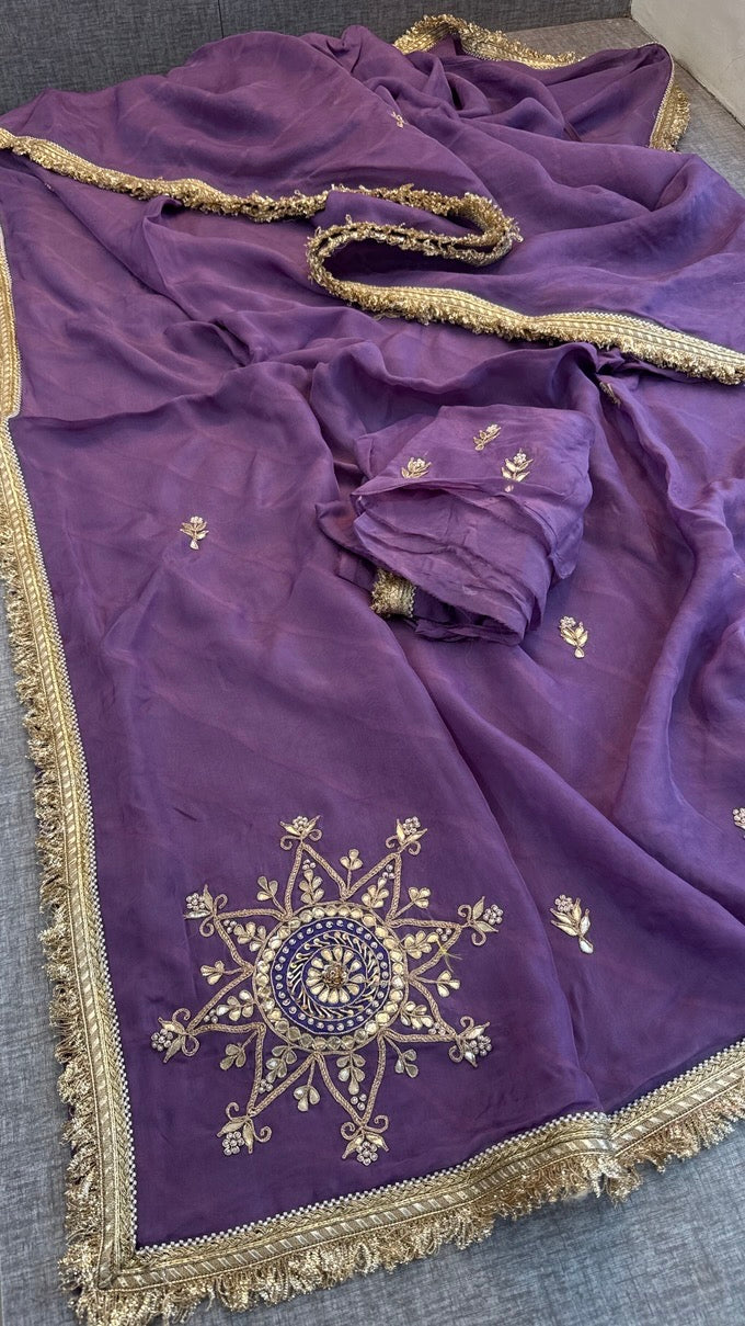 Pure organza handwork Saree