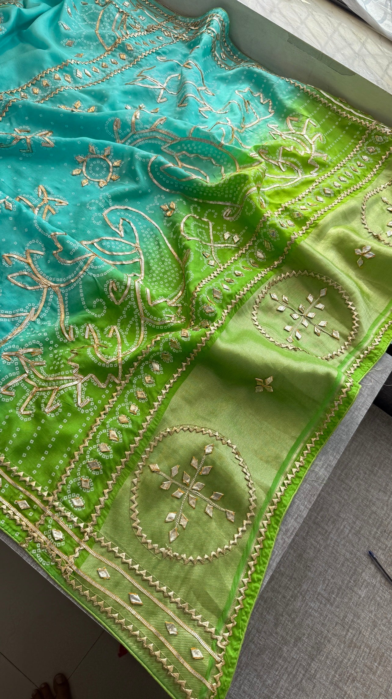 Munga Silk Sikhiya Gotapatti Saree with Peacock Motif & Zari Border | Soft Premium Festive Wear