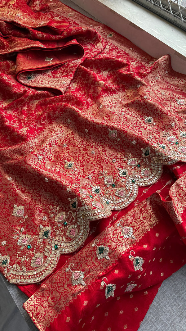 Crimson Dream Banarasi Georgette Stone Work Saree