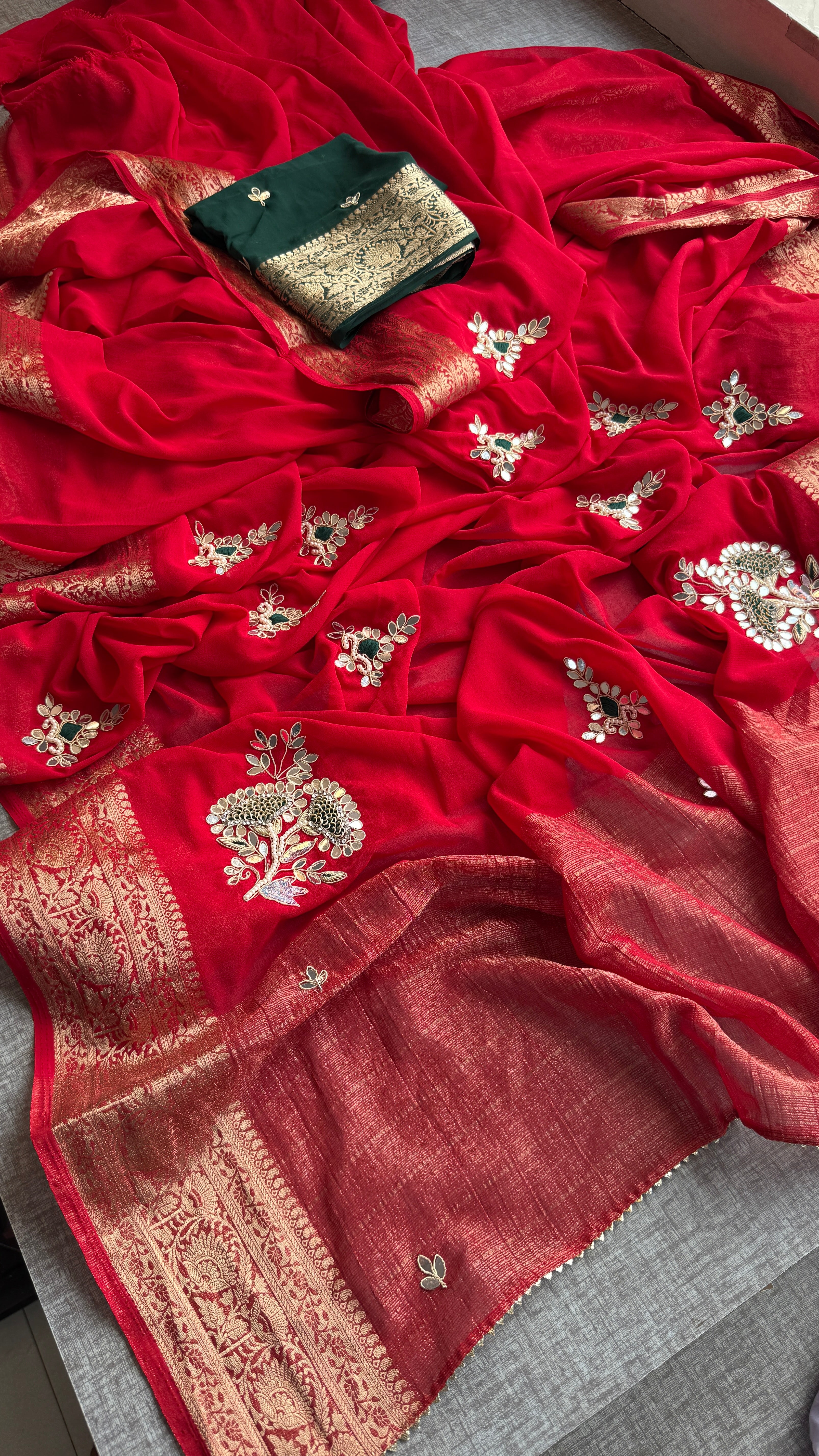 Pure Munga Silk handwork saree
