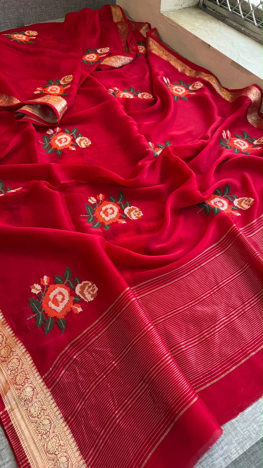 Dola silk embroidery Saree