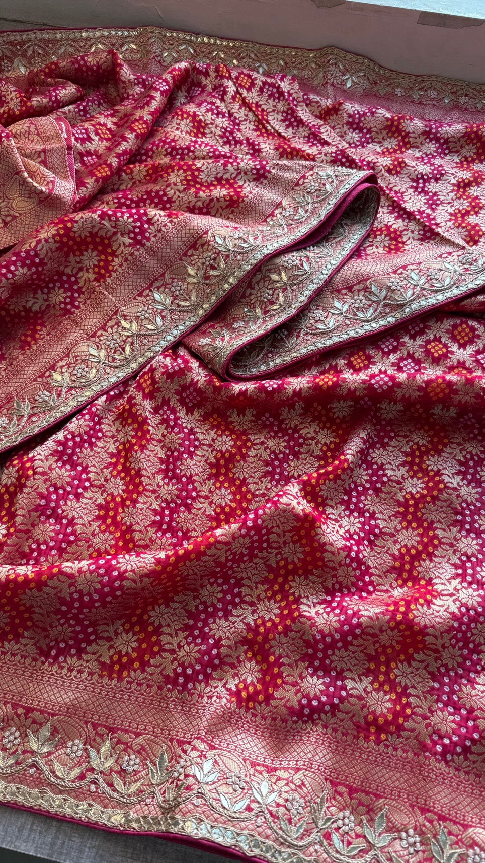Luxury Khaddi Georgette Saree with Gotapatti & Banarasi Zari Elegance