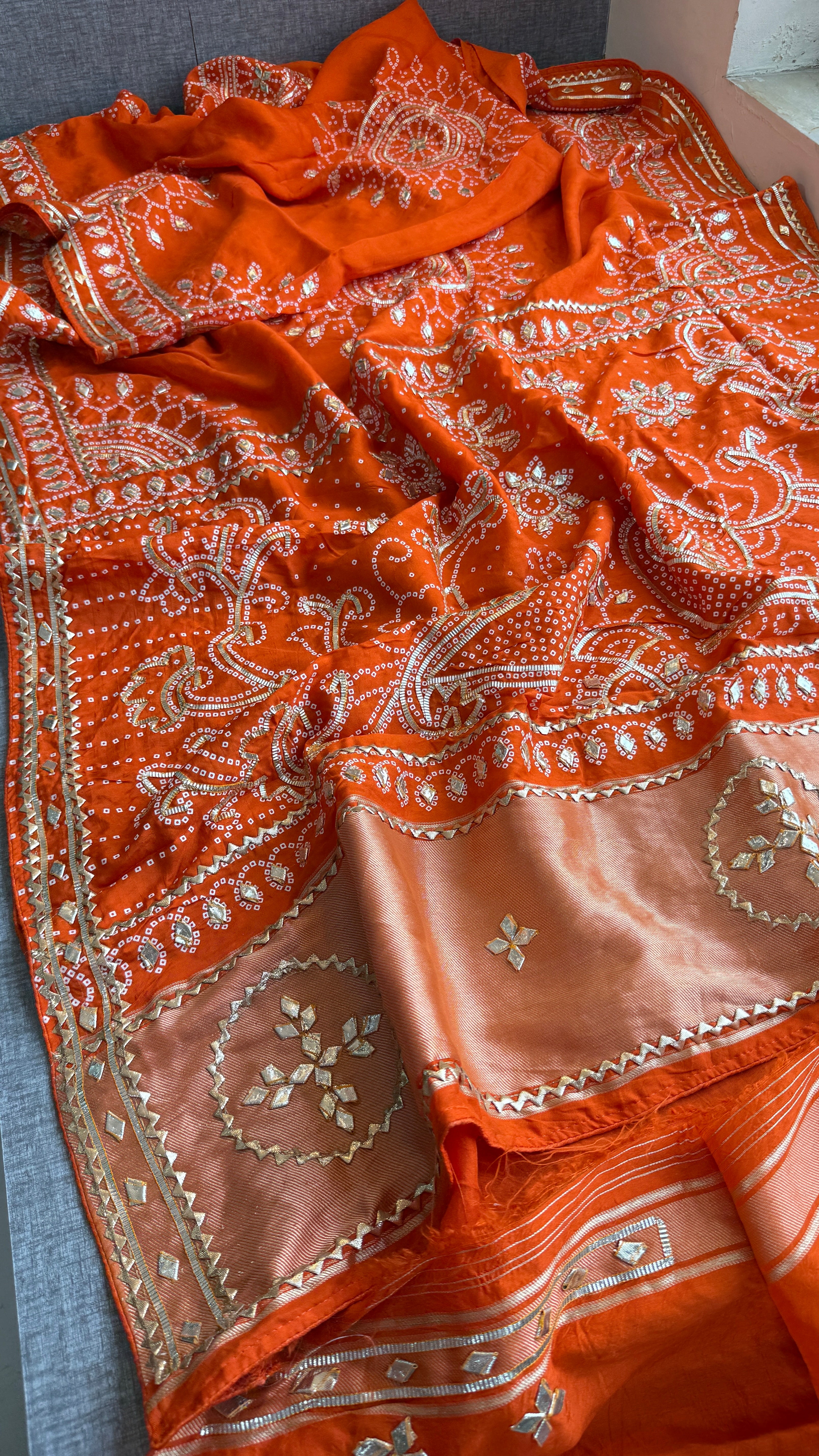 Munga Silk Sikhiya Gotapatti Saree with Peacock Motif & Zari Border | Soft Premium Festive Wear