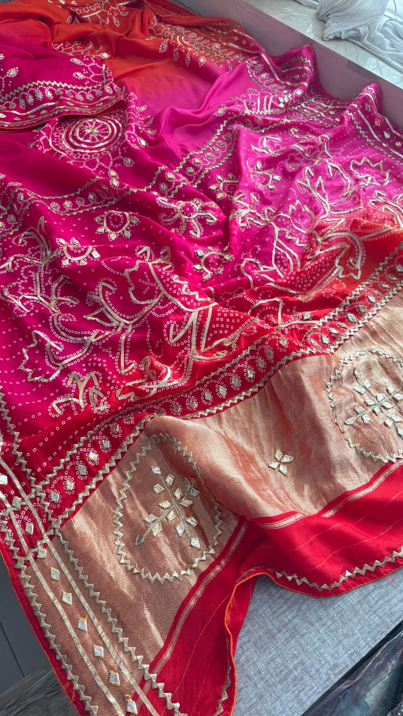Munga Silk Sikhiya Gotapatti Saree with Peacock Motif & Zari Border | Soft Premium Festive Wear