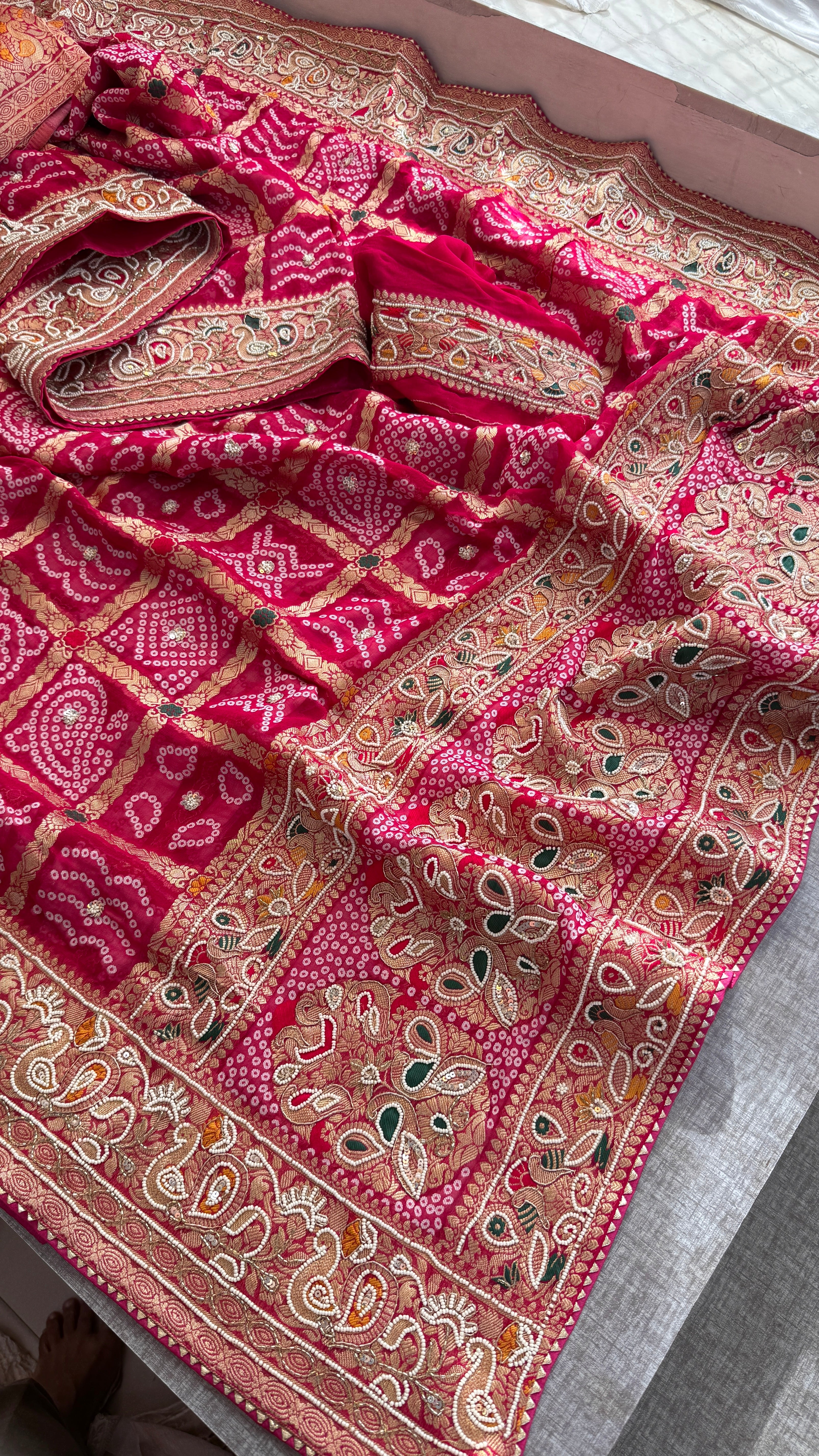 Pure georgette silk gharchola saree