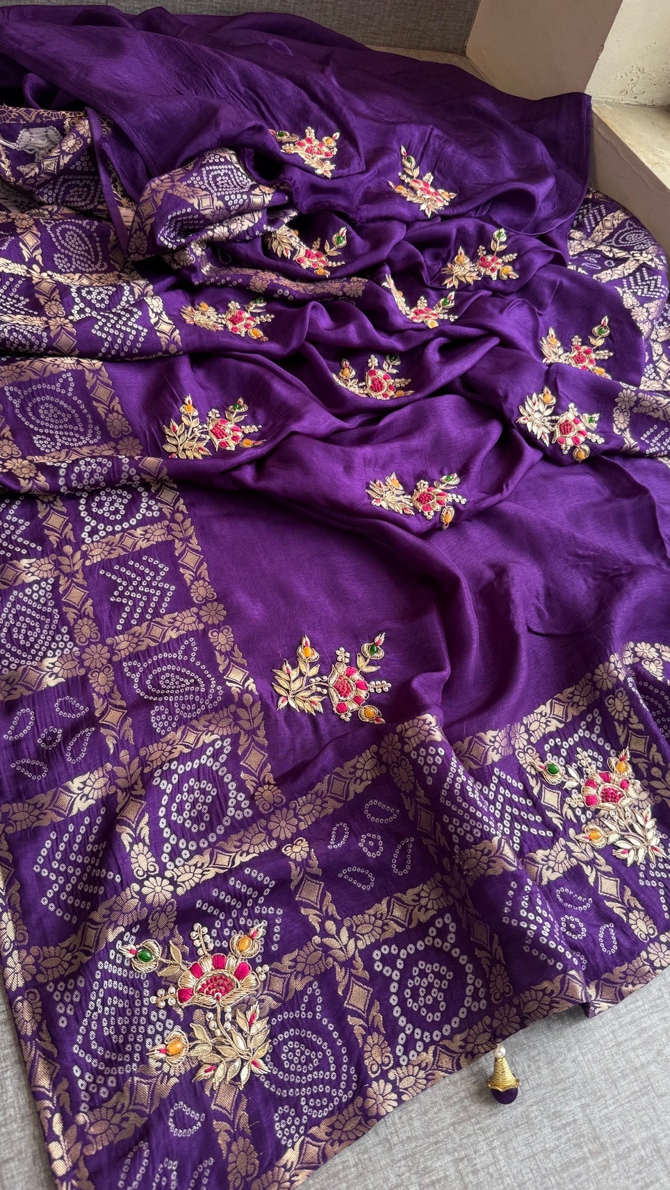 Pure soft munga silk banarasi Saree enhanced with gotapatti