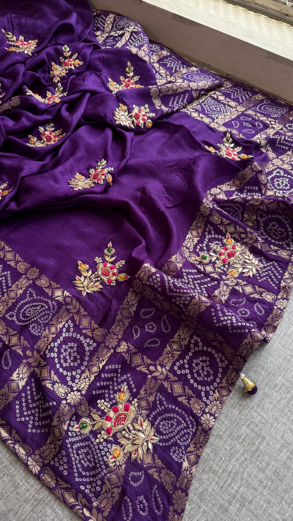 Pure soft munga silk banarasi Saree enhanced with gotapatti