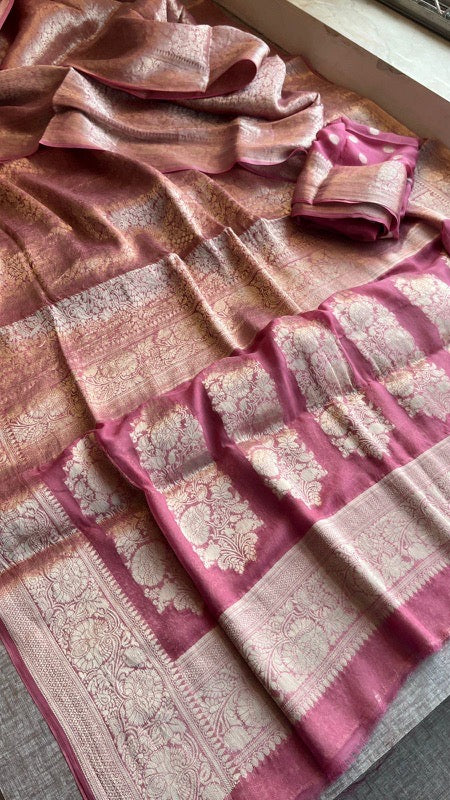 Khaddi Georgette Banarasi Saree with Zari Weaving | Soft Lightweight & Easy Drape | Elegant Saree
