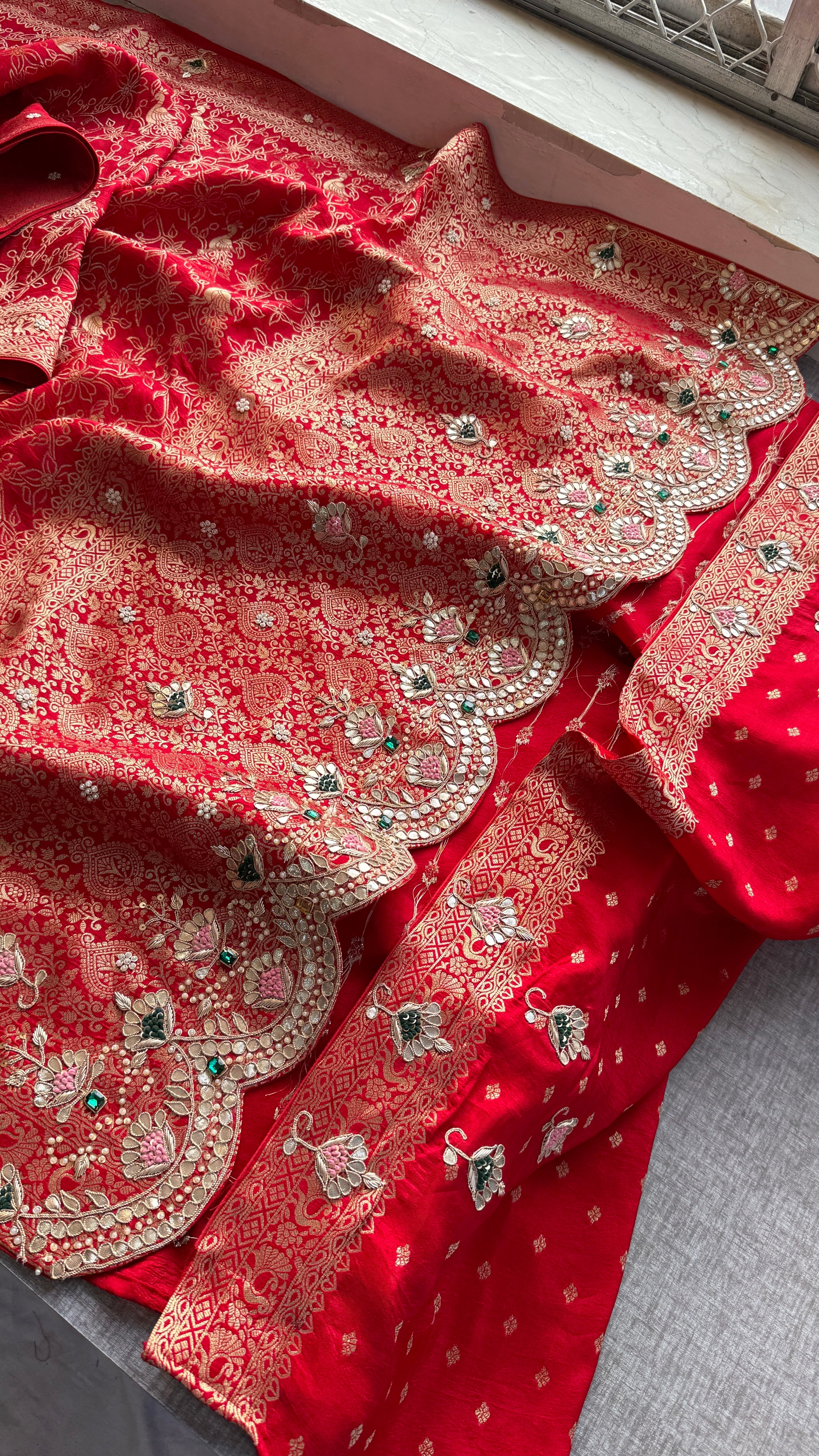 Crimson Dream Banarasi Georgette Stone Work Saree