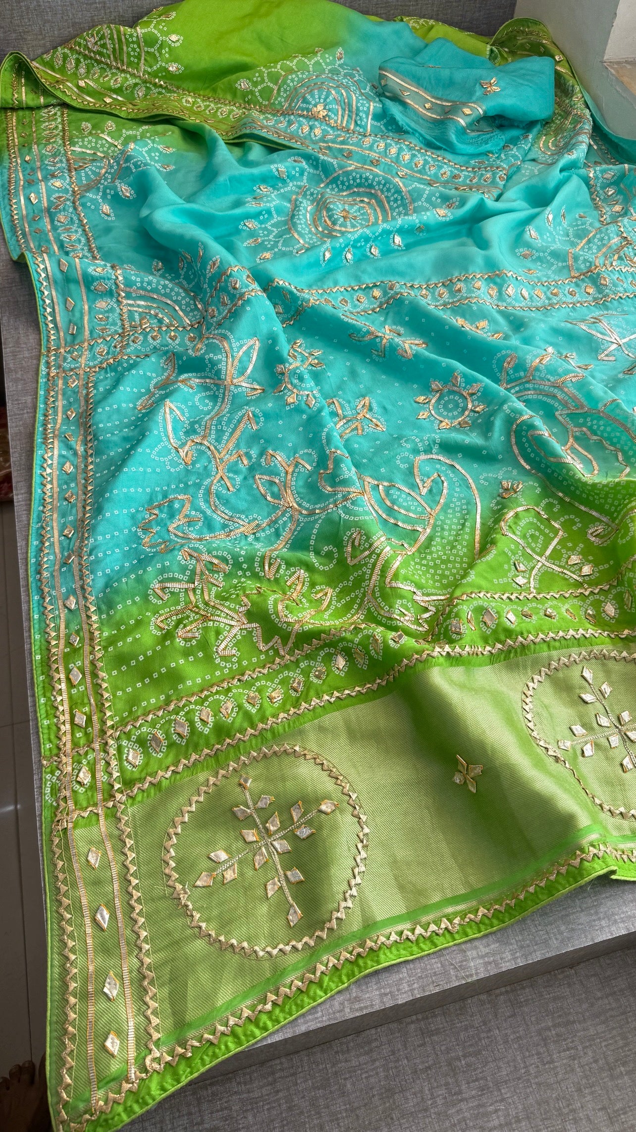 Munga Silk Sikhiya Gotapatti Saree with Peacock Motif & Zari Border | Soft Premium Festive Wear