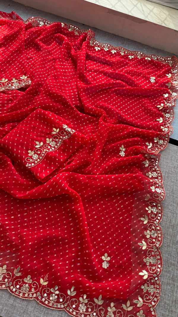 Red Mothra Silk Saree