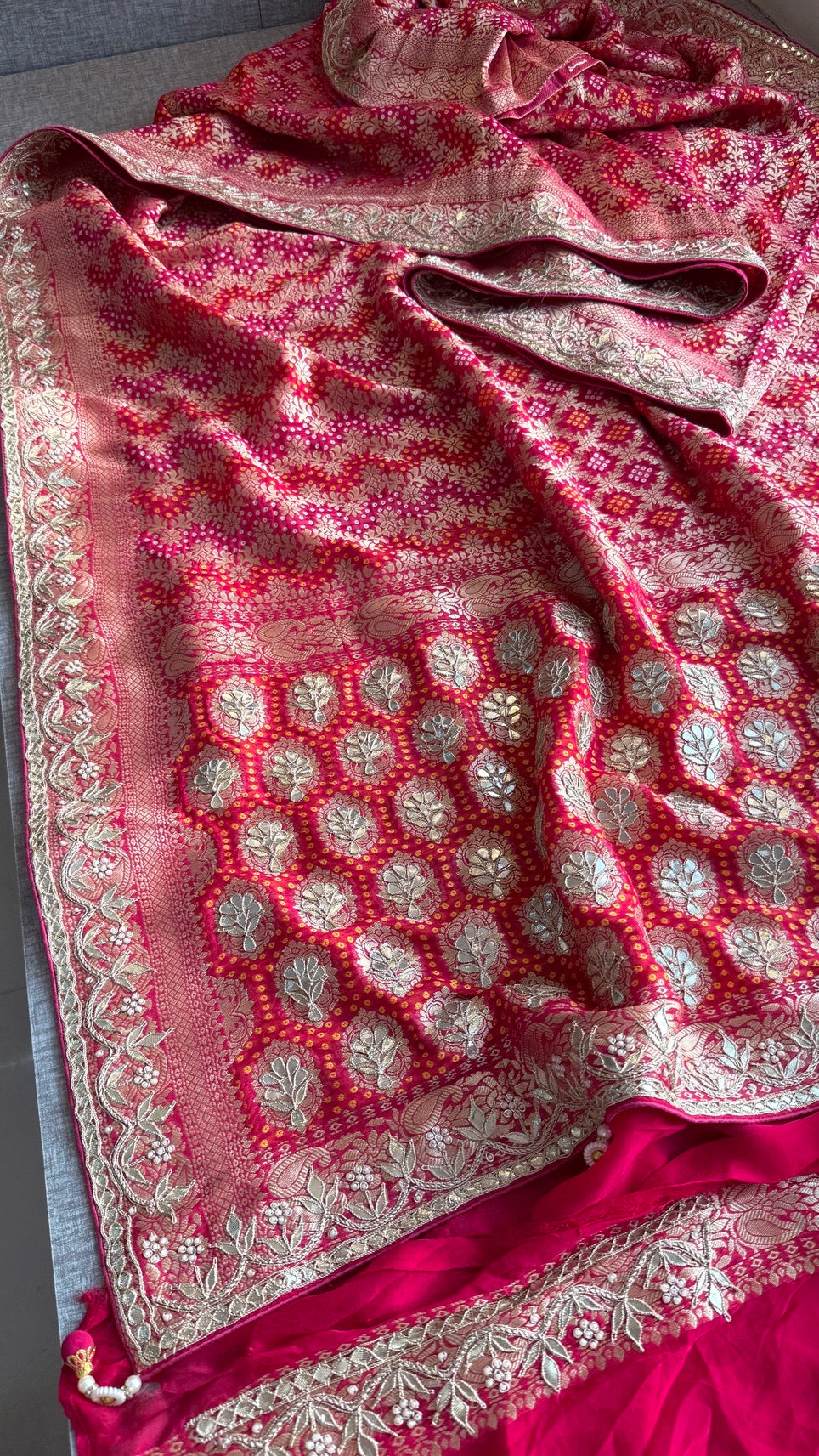 Luxury Khaddi Georgette Saree with Gotapatti & Banarasi Zari Elegance
