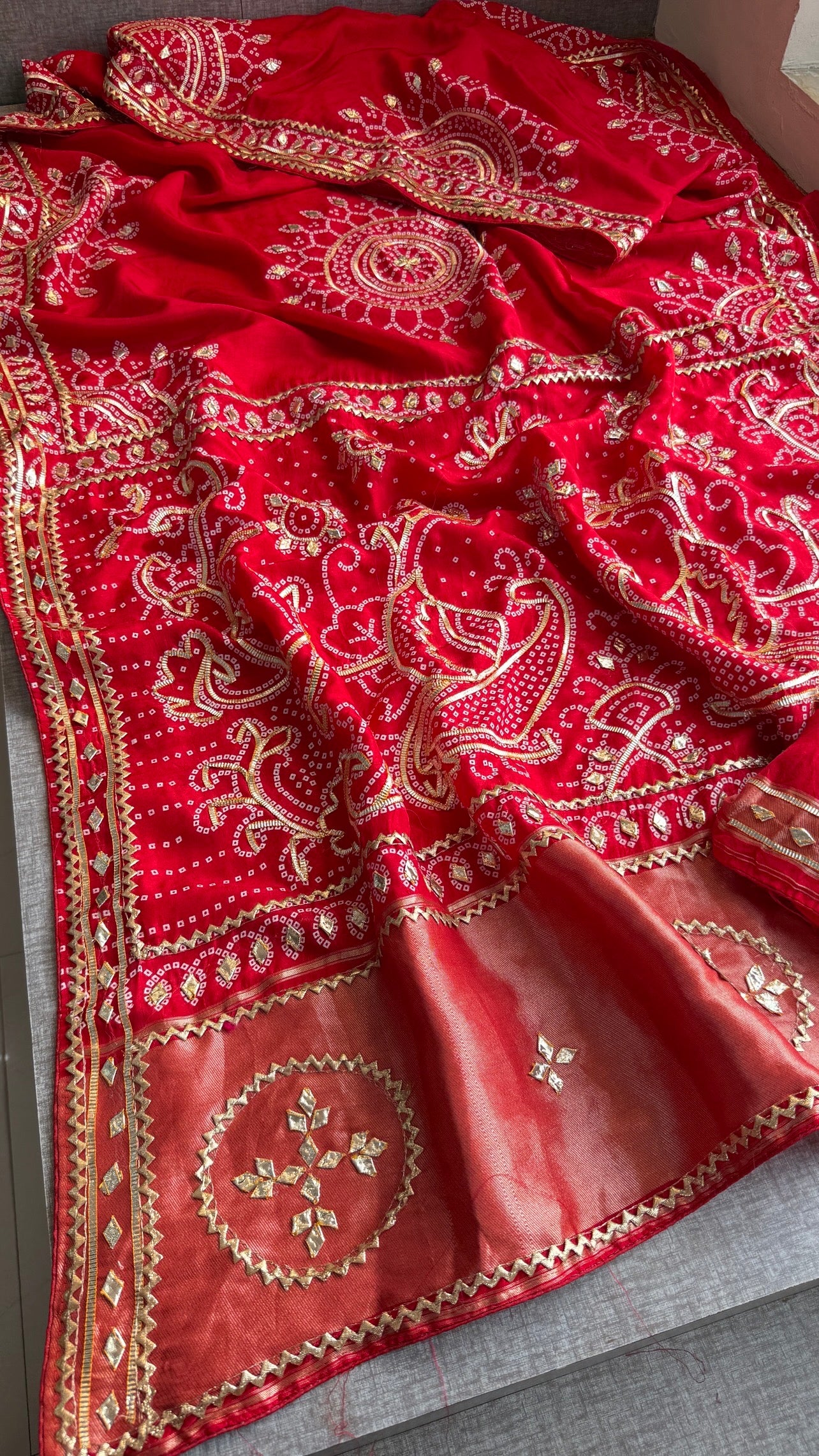 Munga Silk Sikhiya Gotapatti Saree with Peacock Motif & Zari Border | Soft Premium Festive Wear