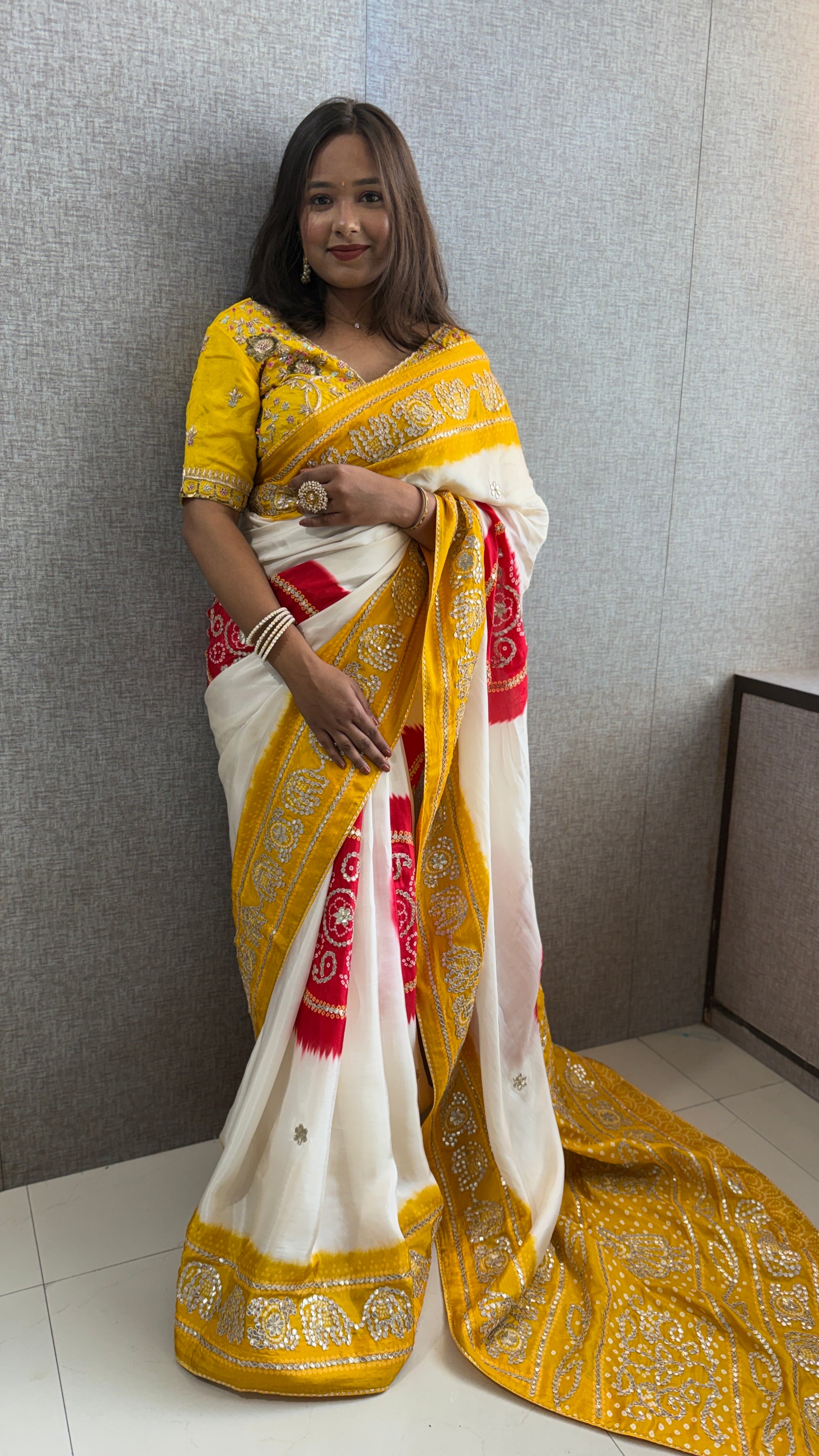 Royal Elephant Motif Silk Saree with Elegant Gotapatti Craftsmanship