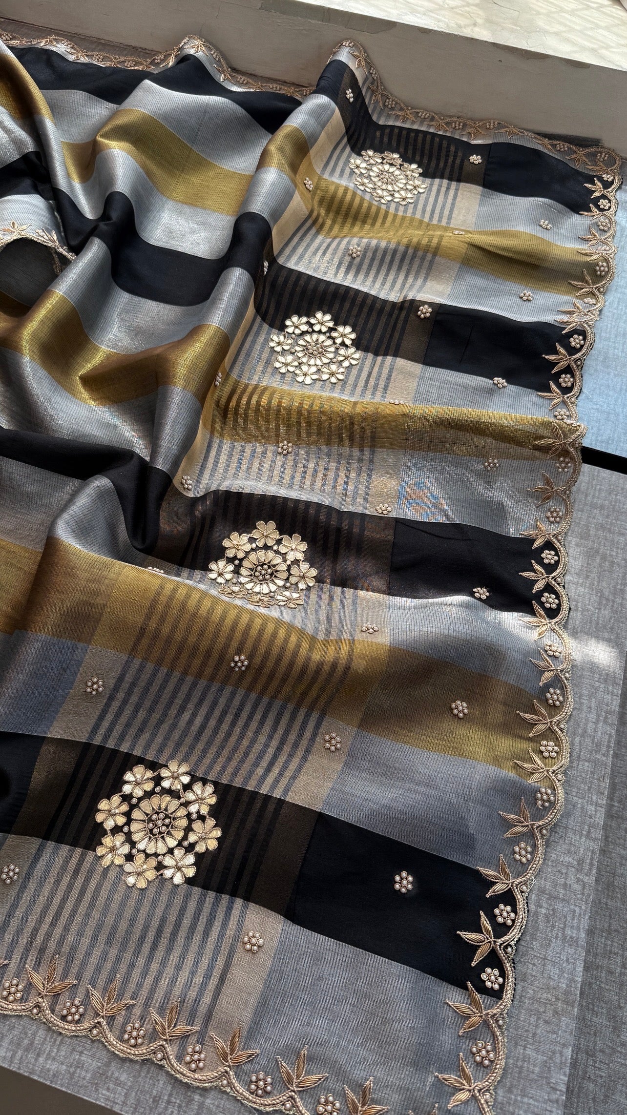 Elegant Pure Soft Tissue Silk Saree with Zardozi & Gotapatti Handwork