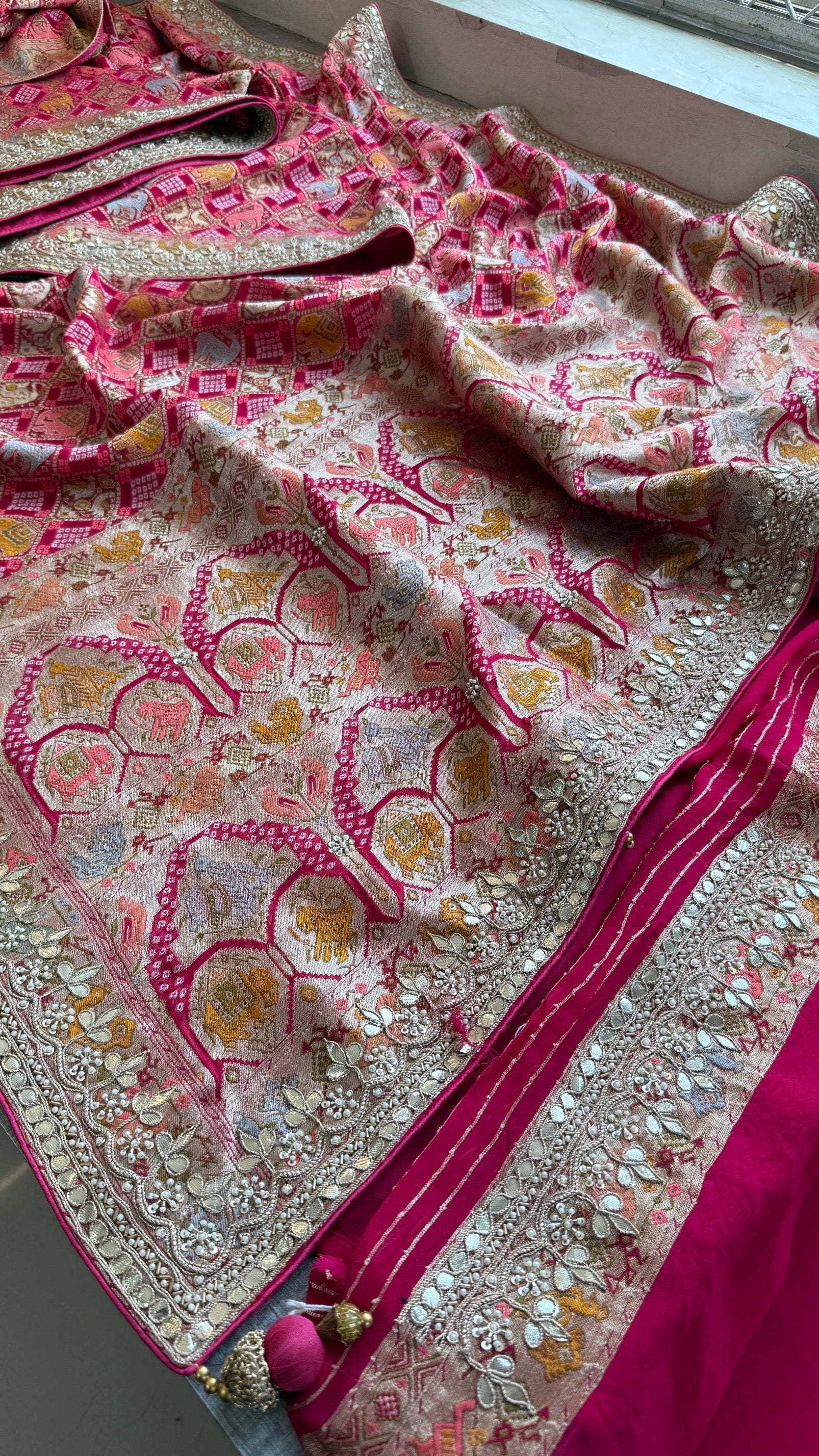 Luxury Banarasi Khaddi Georgette Saree with Zardozi & Pearl Work – Royal Wedding Wear Saree