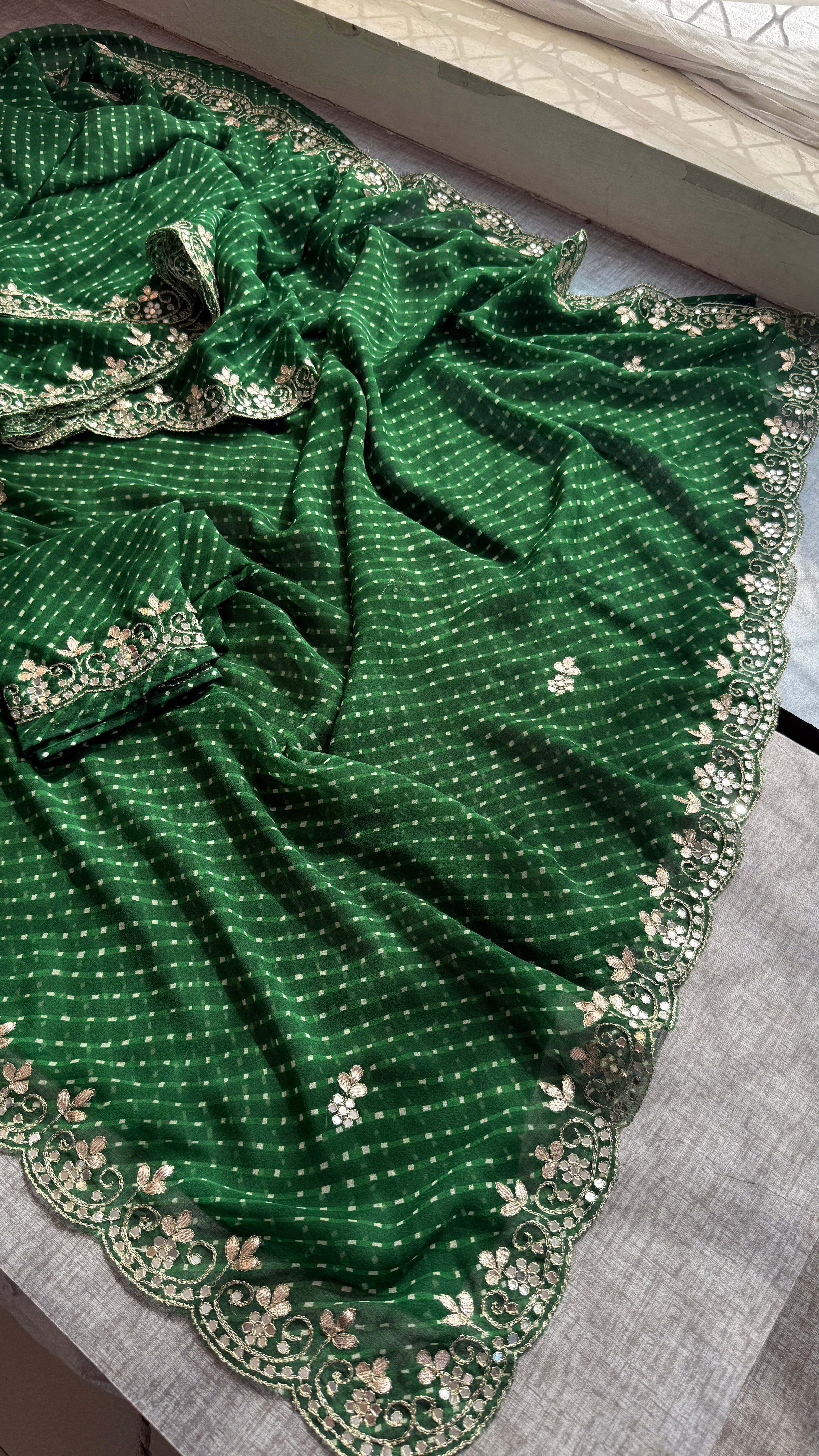 Pure Mothra Saree enhanced with gotapatti Saree in scallop border