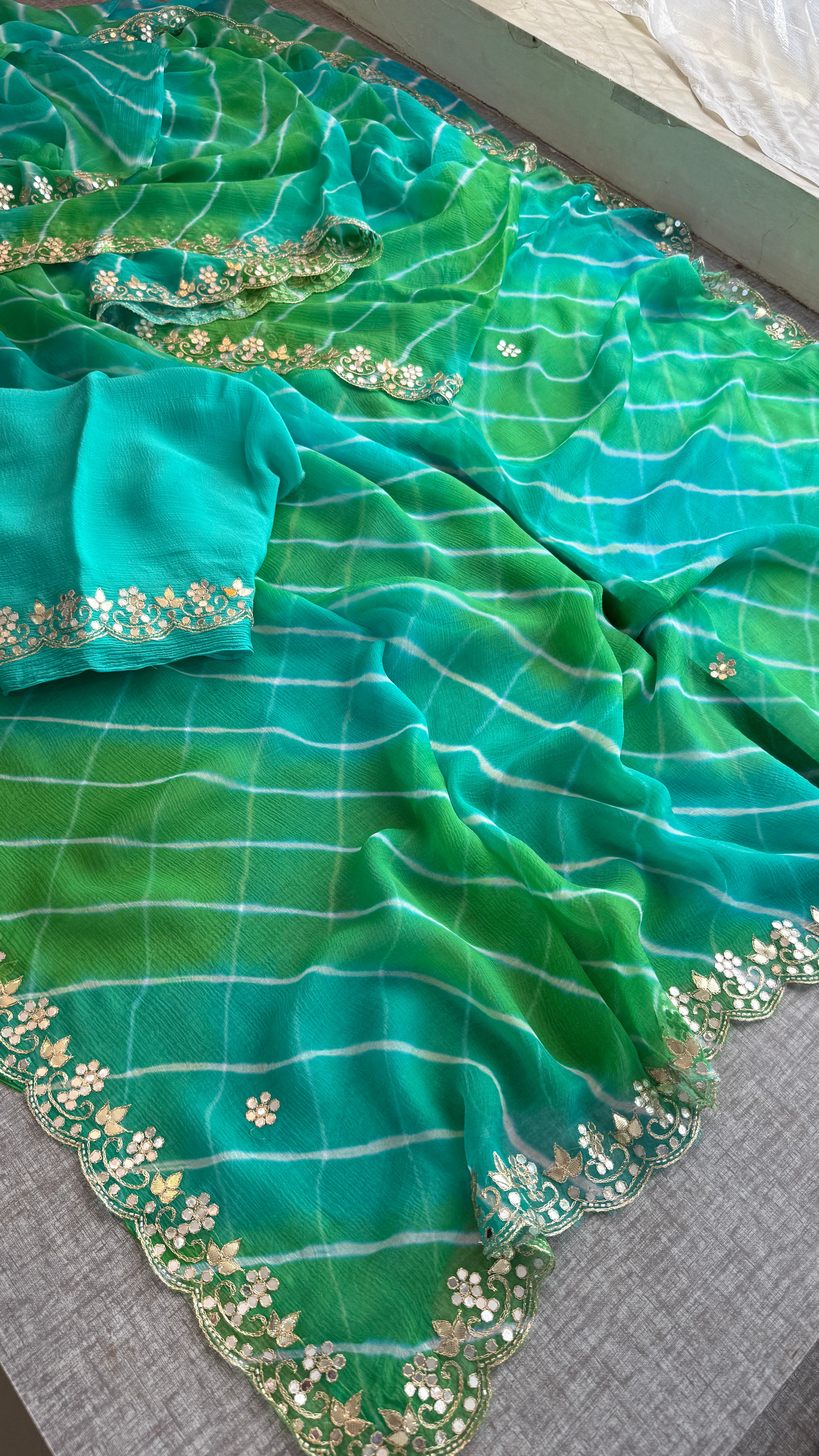 Pure chiffon leheriya Saree