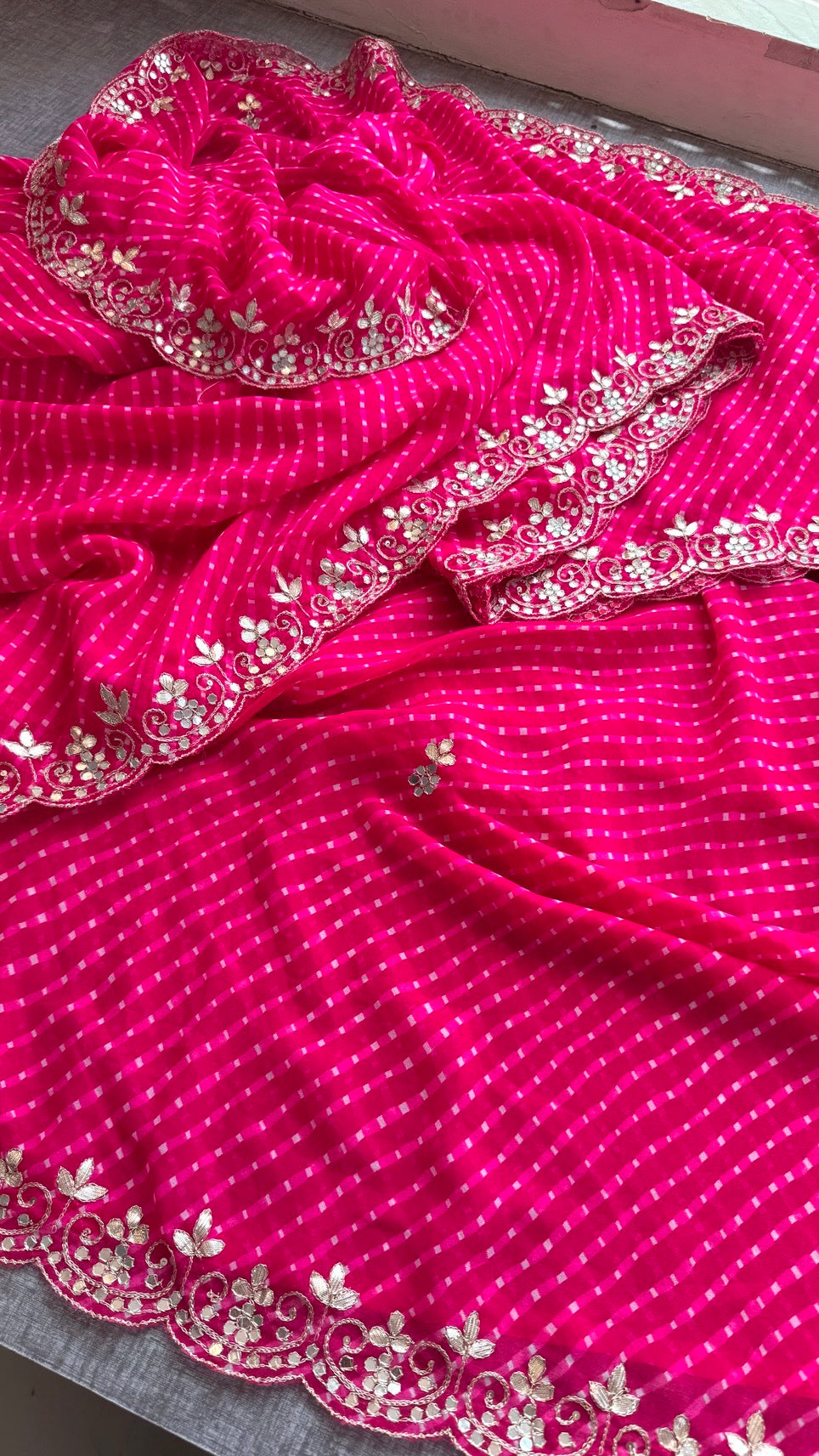 Pure Mothra Saree enhanced with gotapatti Saree in scallop border