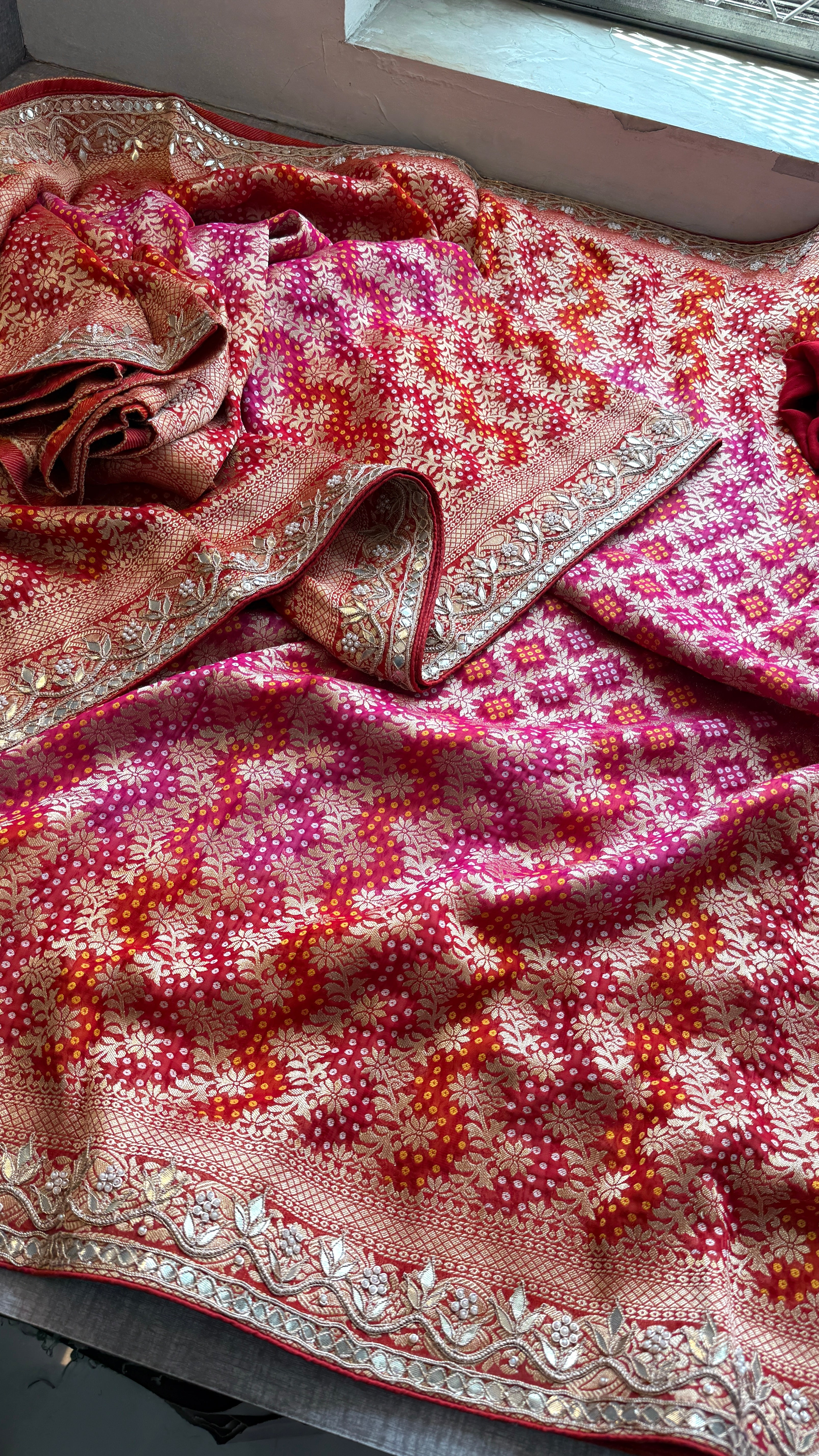 Pure Khaddi Georgette handwork gotapatti saree