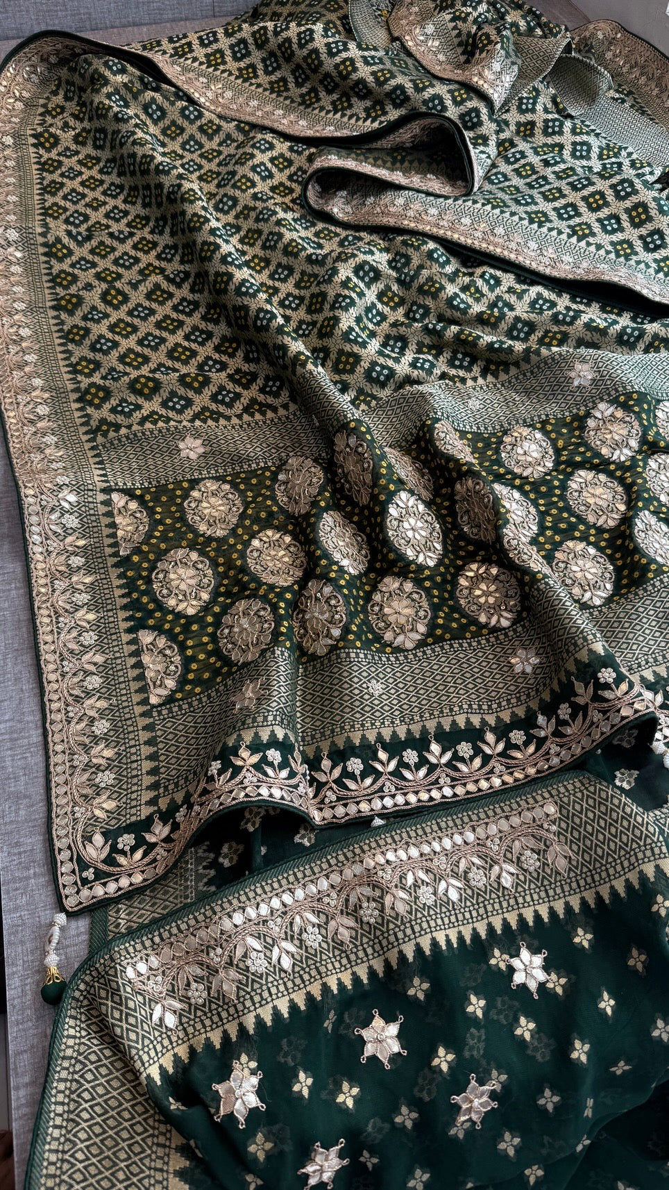 Pure Khaddi Georgette Banarasi Saree with Heavy Gotapatti Handwork – Premium Wedding Collection