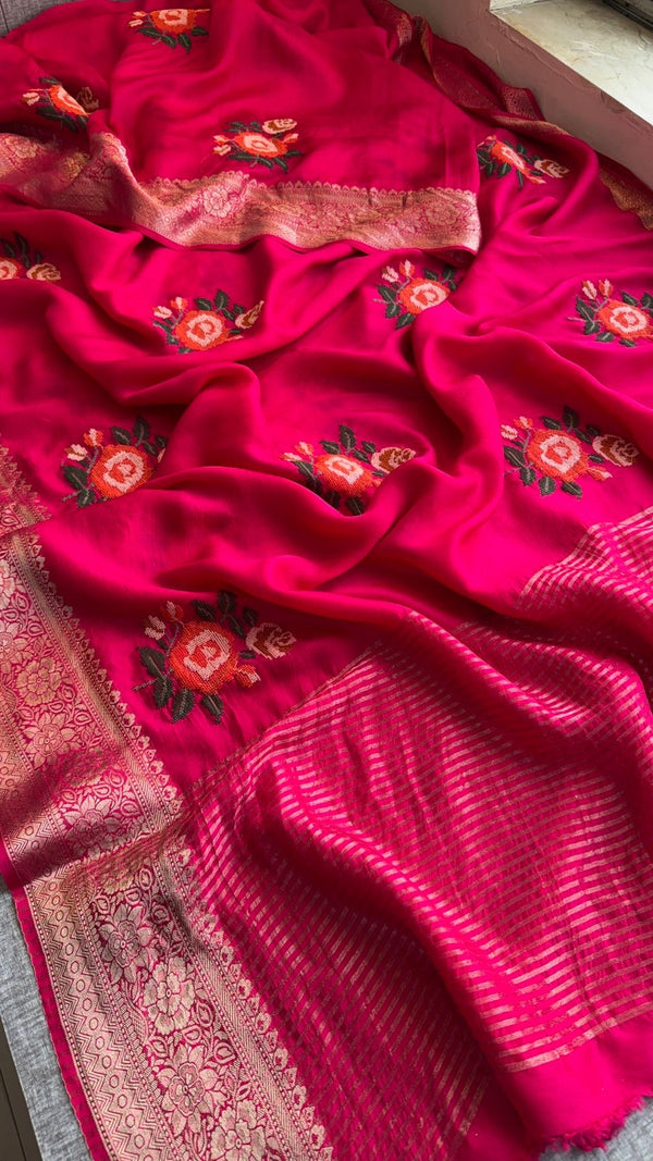 Elegant Soft Munga Silk Banarasi Saree with Multi-Thread Embroidery & Rich Zari Weaving