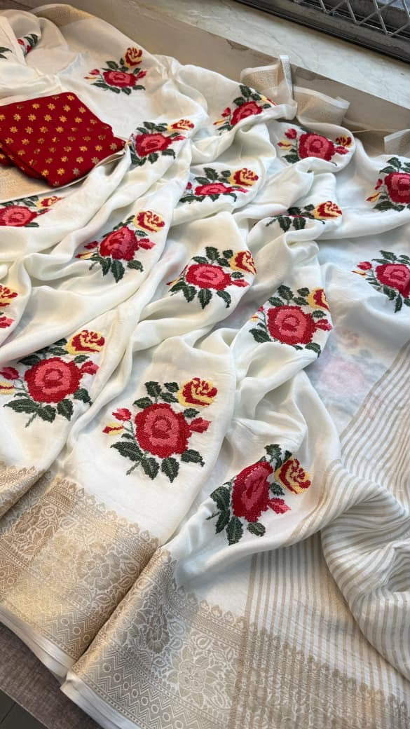 Dola silk embroidery Saree