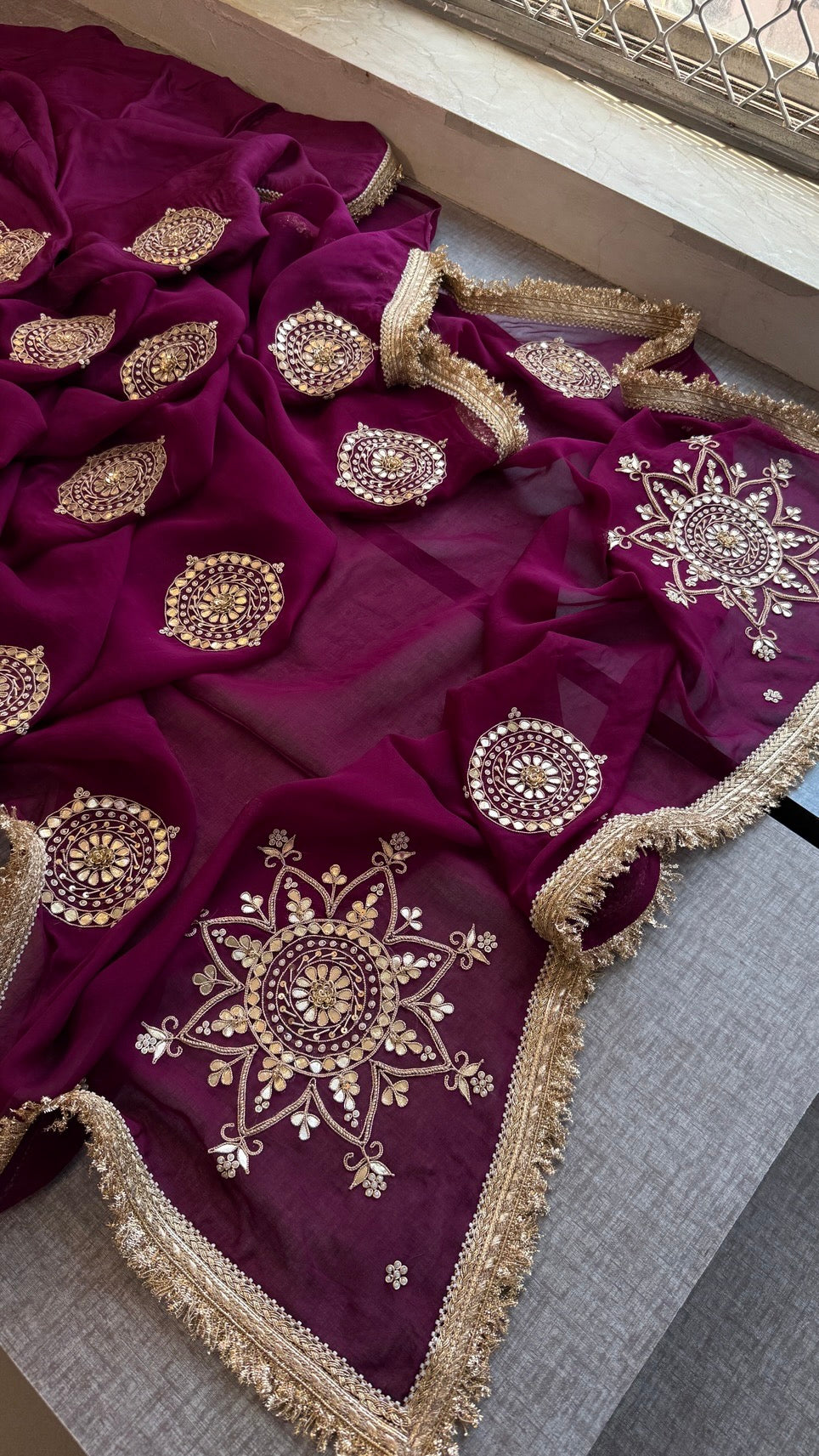 Pure Organza Saree with Heavy Gotapatti Handwork & Kiran Border – Premium Festive Collection