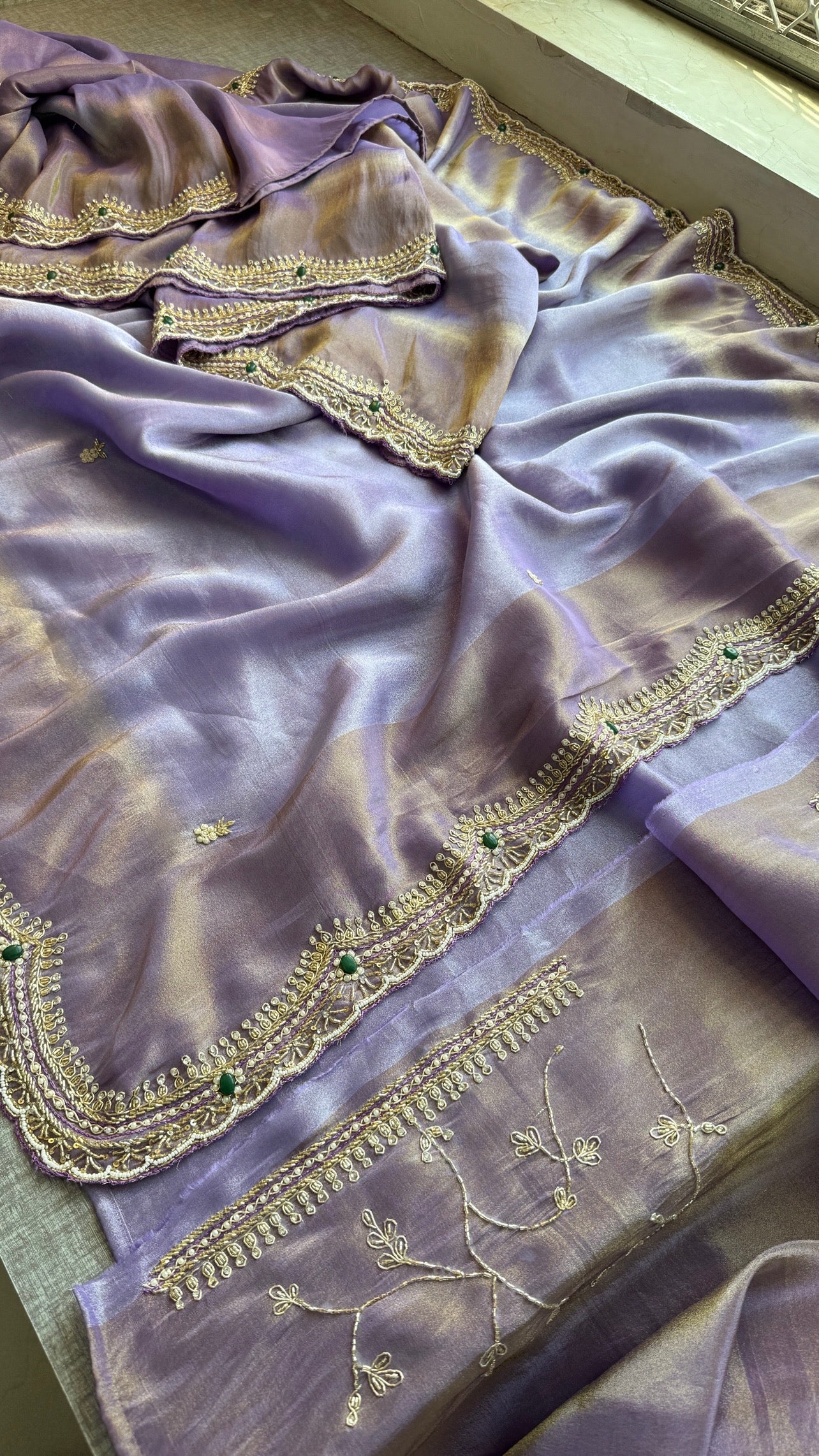 Cosmo Silk Saree with Cutdana, Pearl & Resham Work | Designer Blouse & Stone Embellished Party Wear