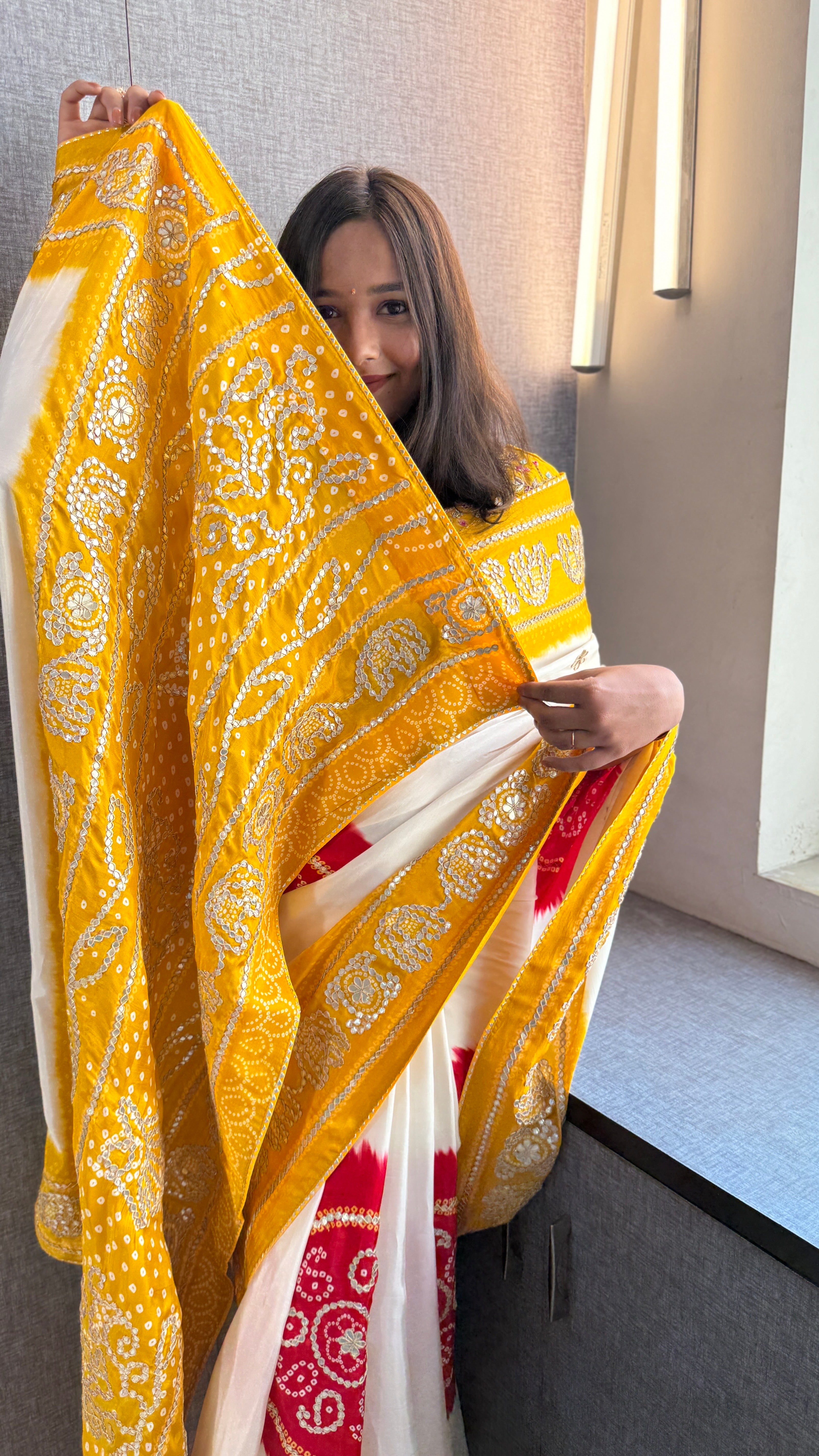 Royal Elephant Motif Silk Saree with Elegant Gotapatti Craftsmanship