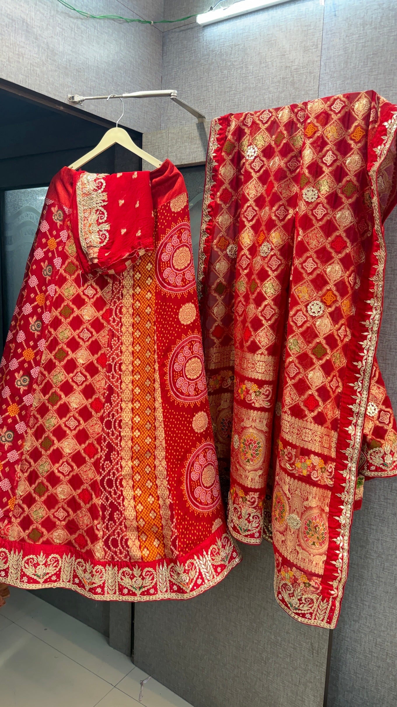Handwork Khaddi Georgette Banarasi weaving lehenga with heavy work over dupatta