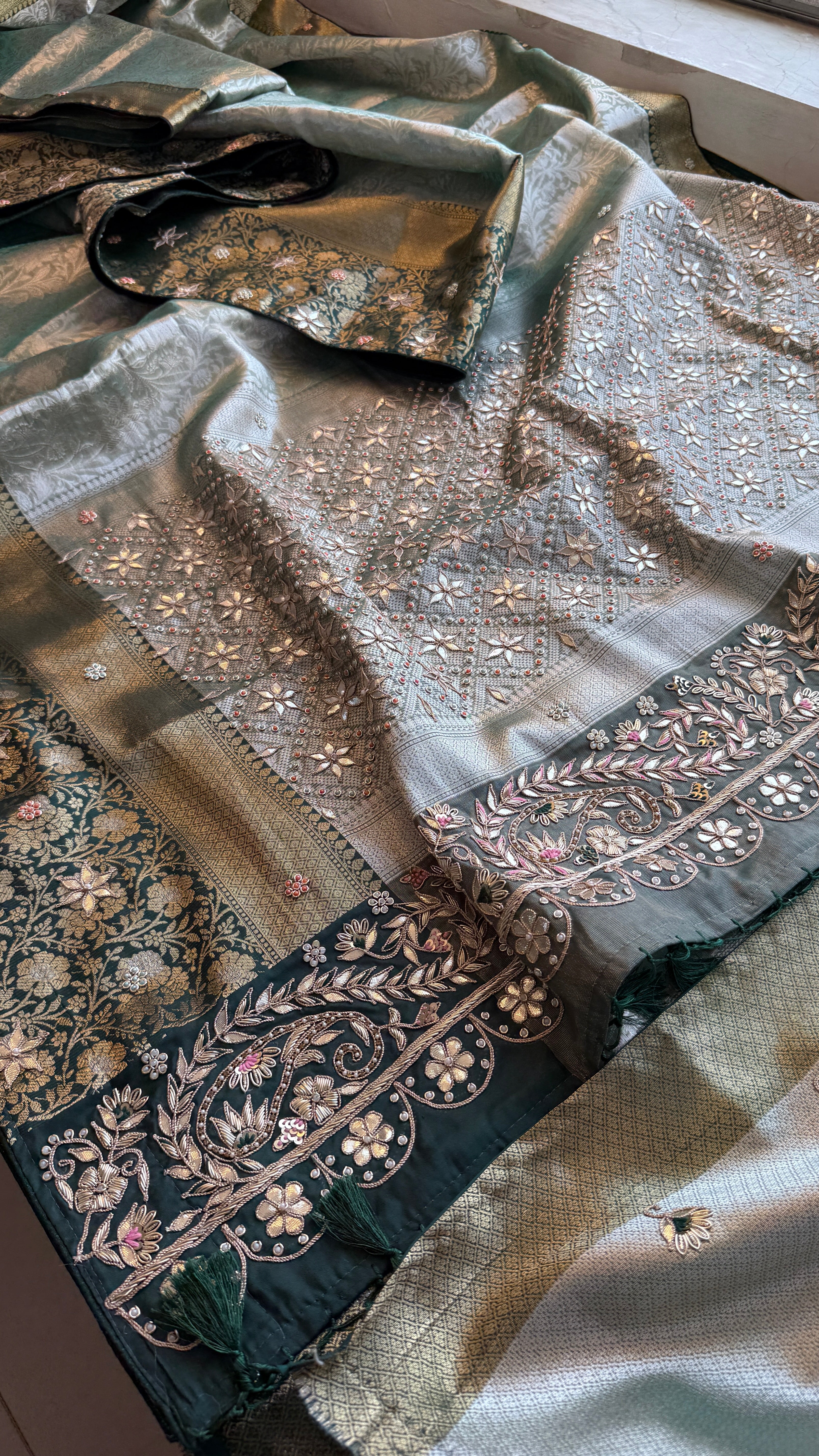 Pure Kanjivaram Meena Silk Bansrasi Saree