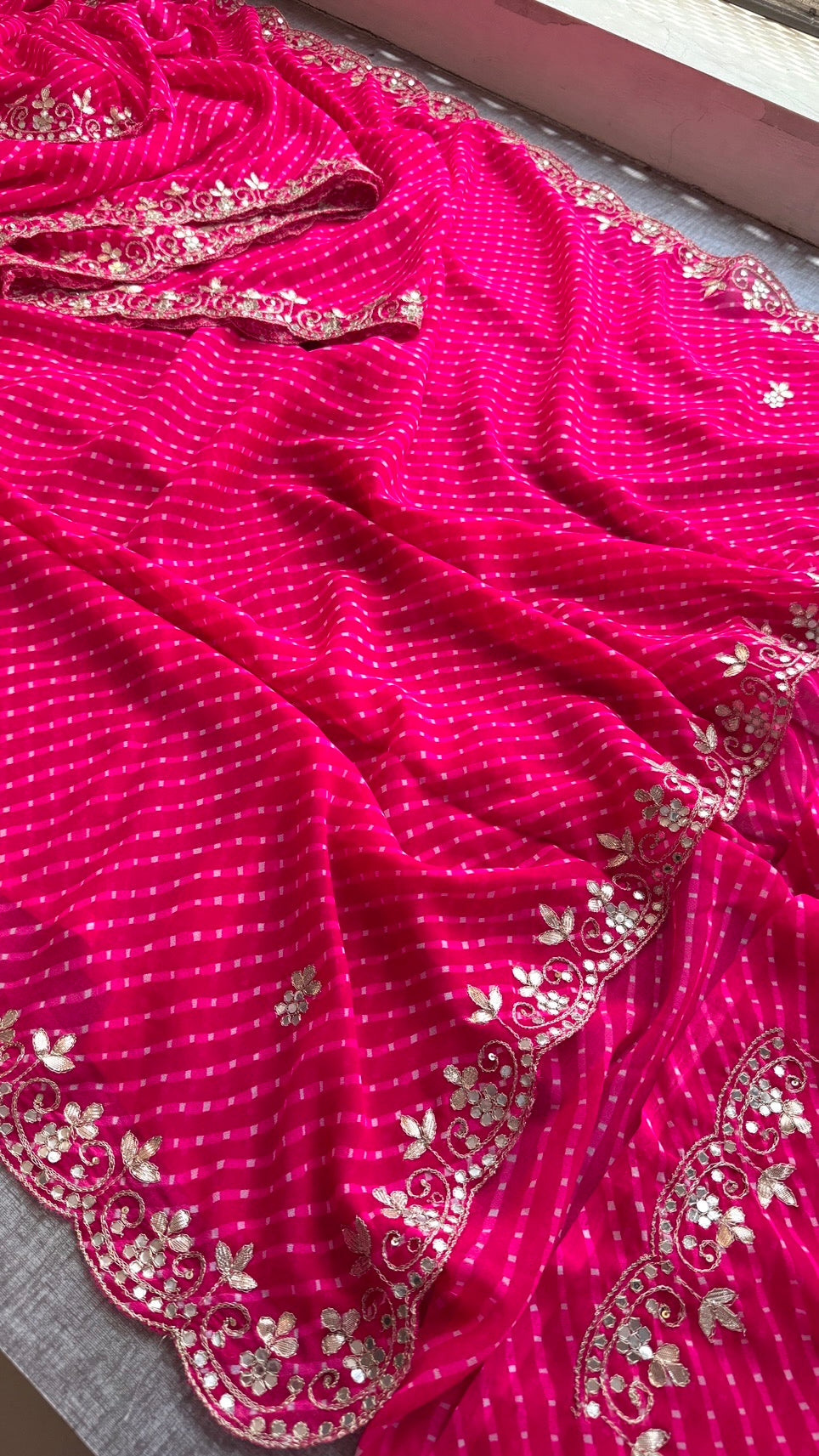 Pure Mothra Saree enhanced with gotapatti Saree in scallop border