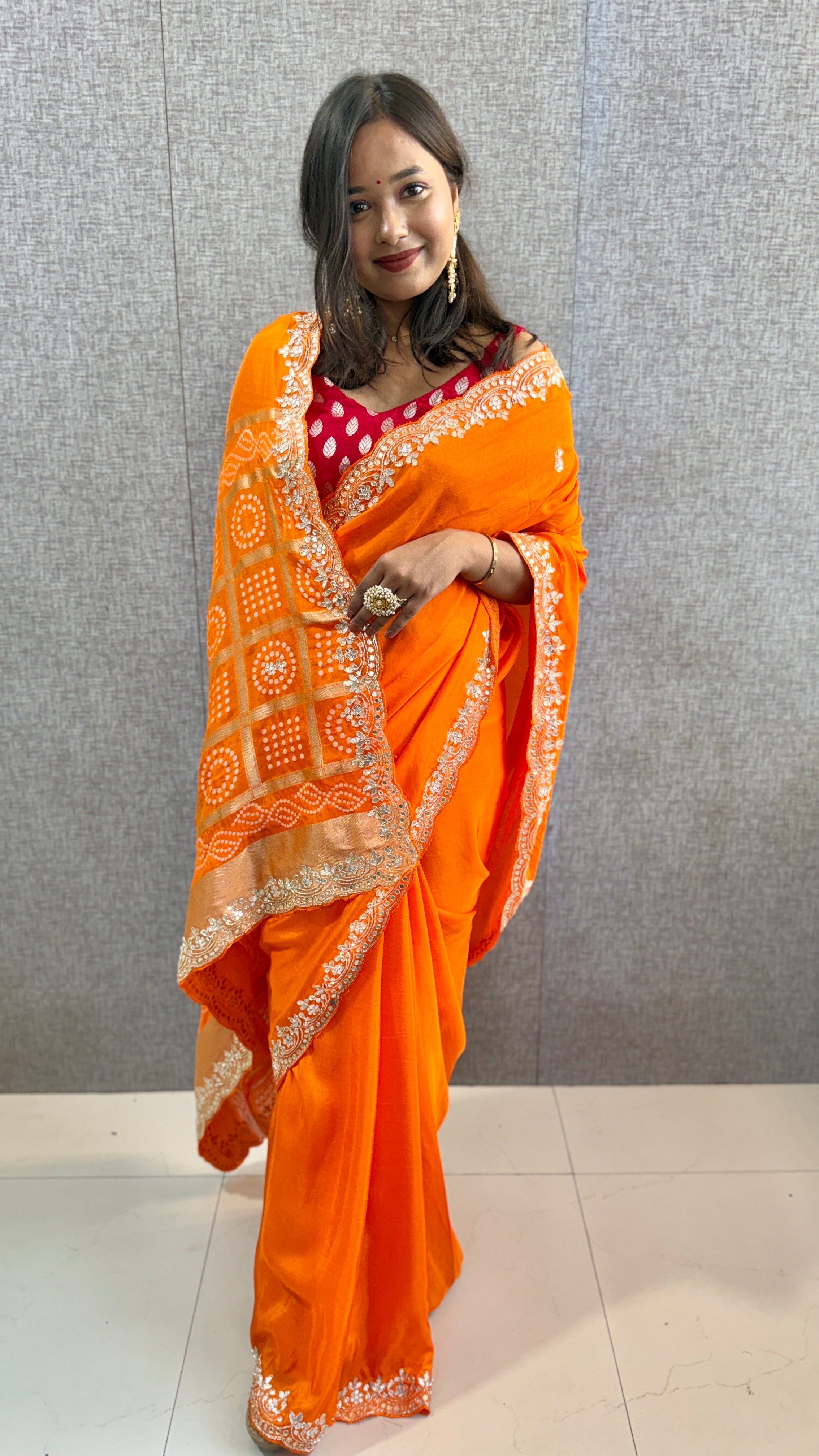 Elegant Munga Silk Saree with Traditional Gotapatti Handwork