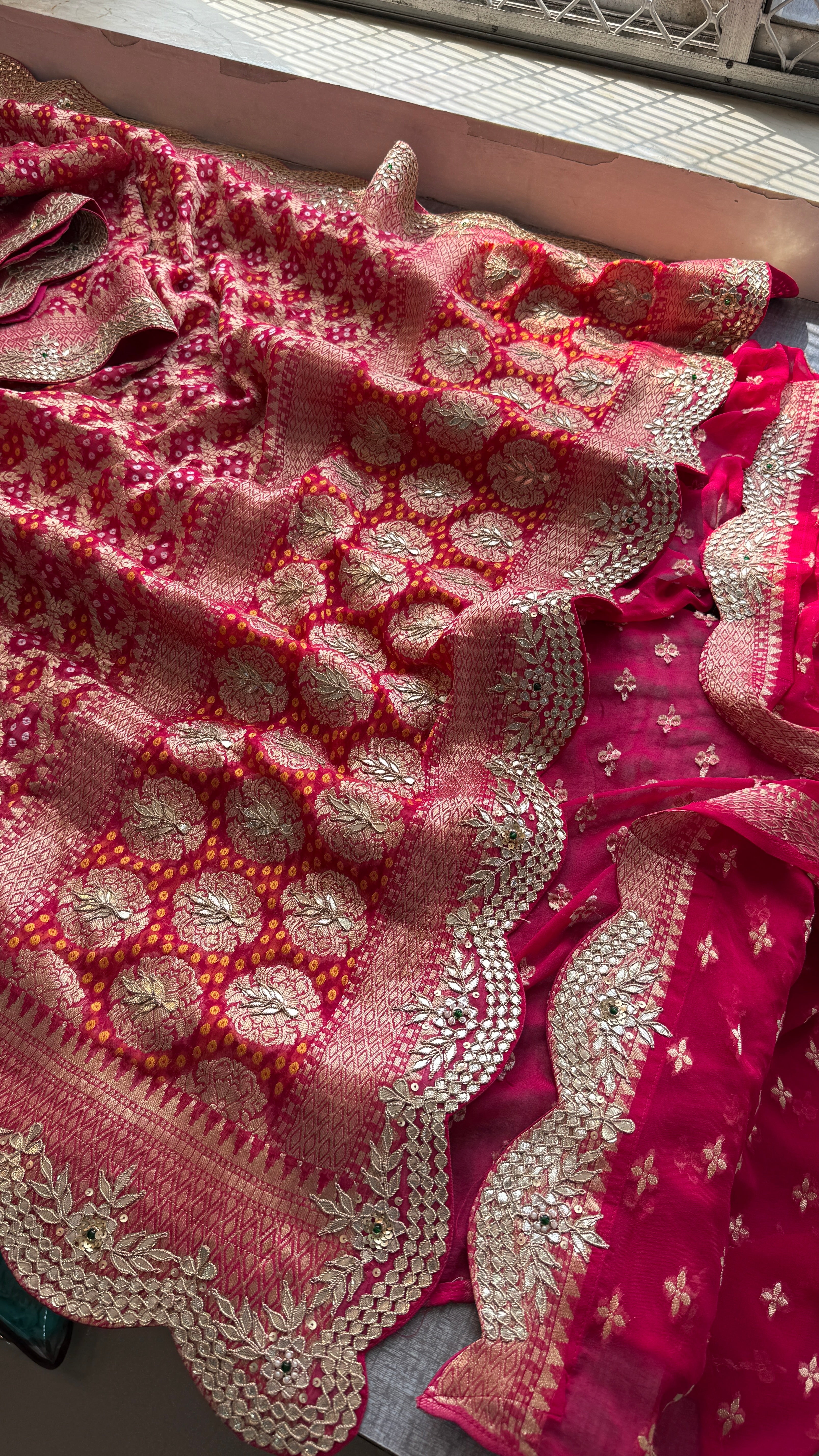 Khaddi Georgette Gharchola Saree Adorned with Gotapatti